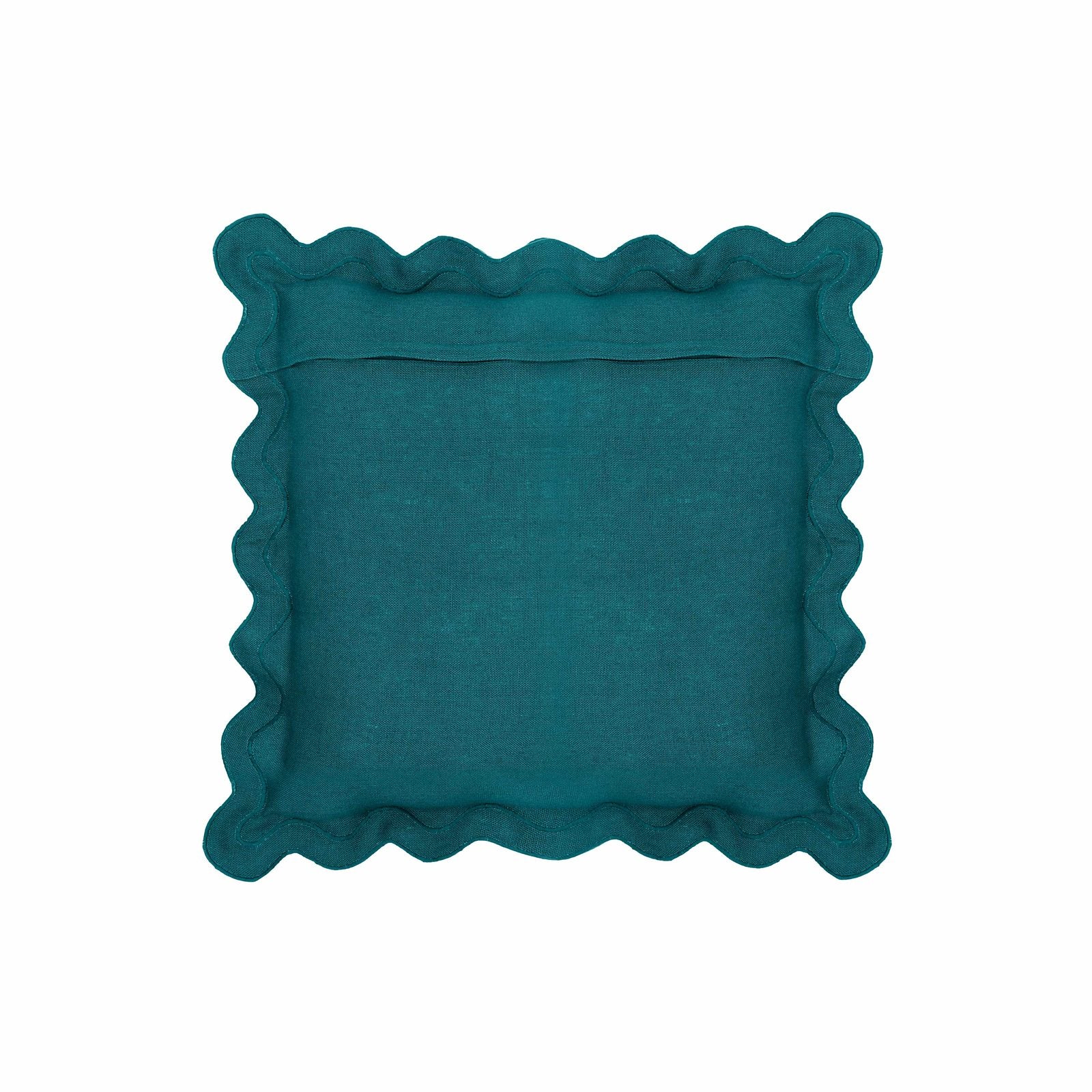 Scalloped Edge Blue and Pink Linen Throw Pillow - Image 4