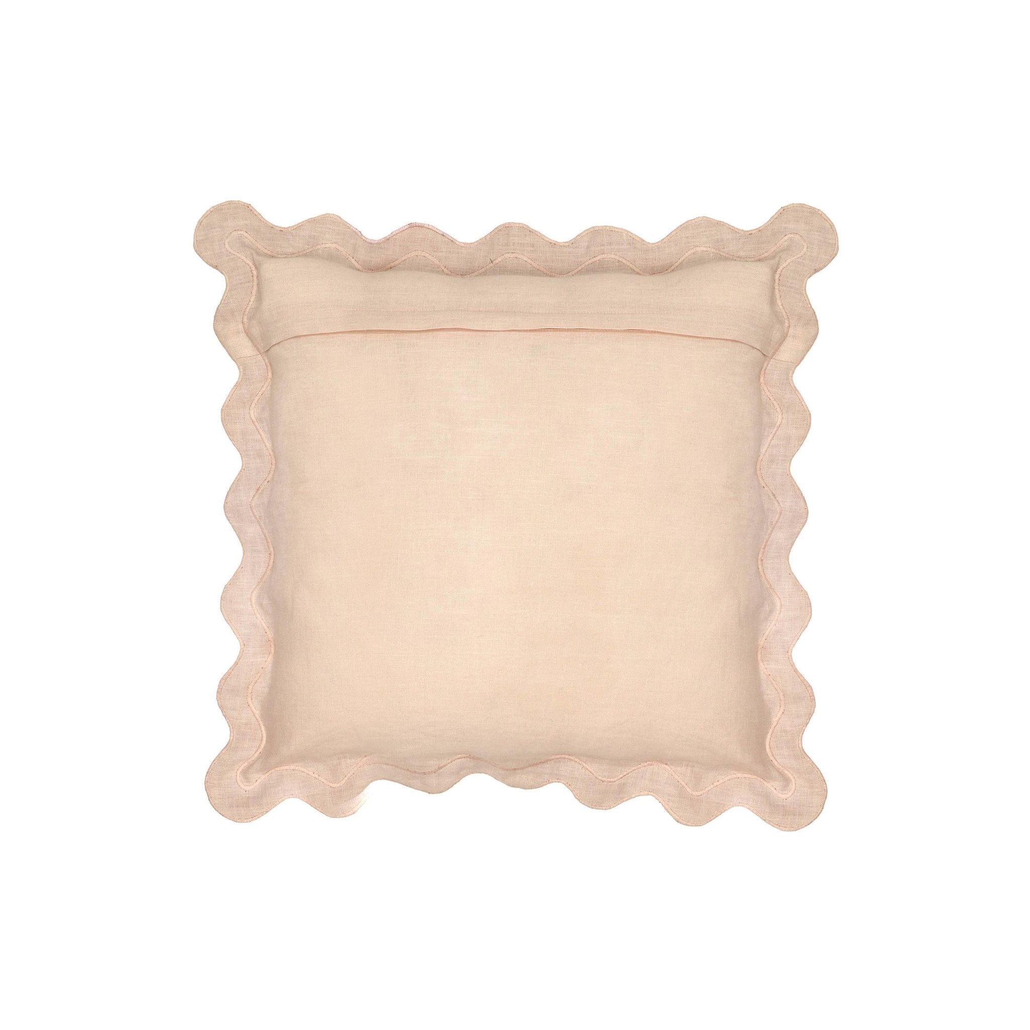 Scalloped Edge Cream and Rust Cotton Velvet Throw Pillow - Image 9