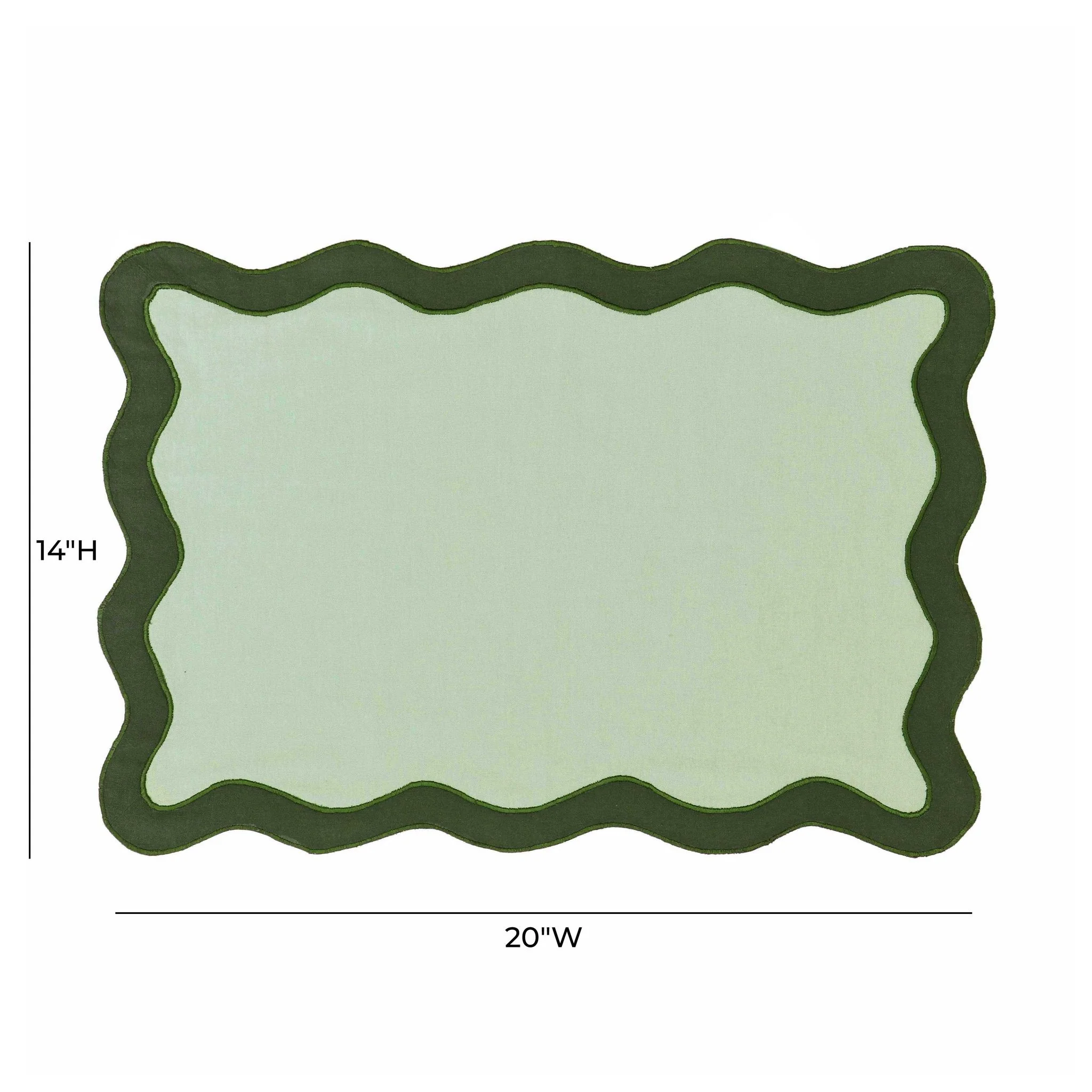 Scalloped Edge Olive Green Cotton Placemat - Set of 4 - Image 4