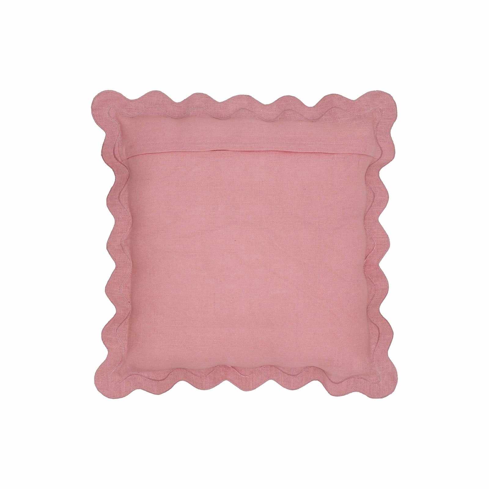 Scalloped Edge Pink and Terracotta Linen Throw Pillow - Image 4