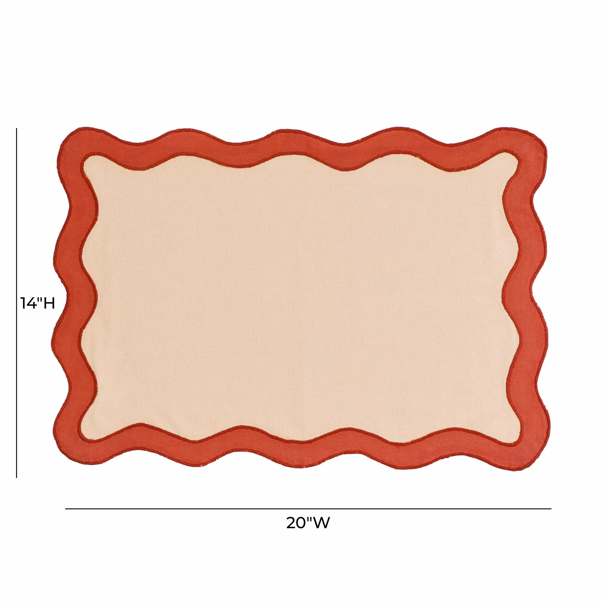 Scalloped Edge Rust and Orange Cotton Placemat - Set of 4 - Image 4