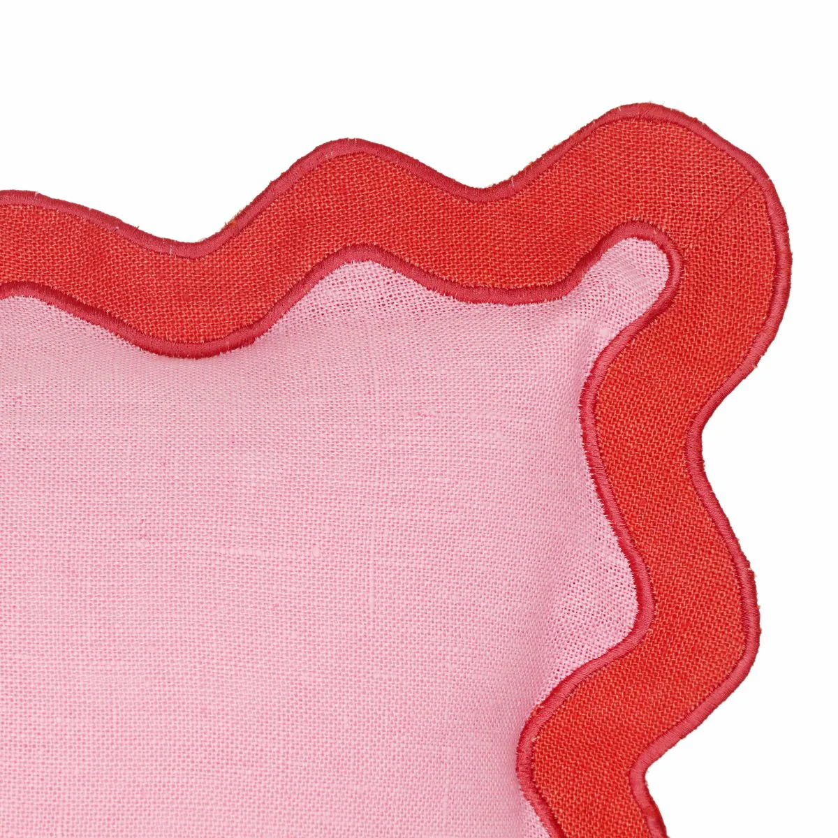 Scalloped Edge Rust and Pink Linen Throw Pillow - Image 10