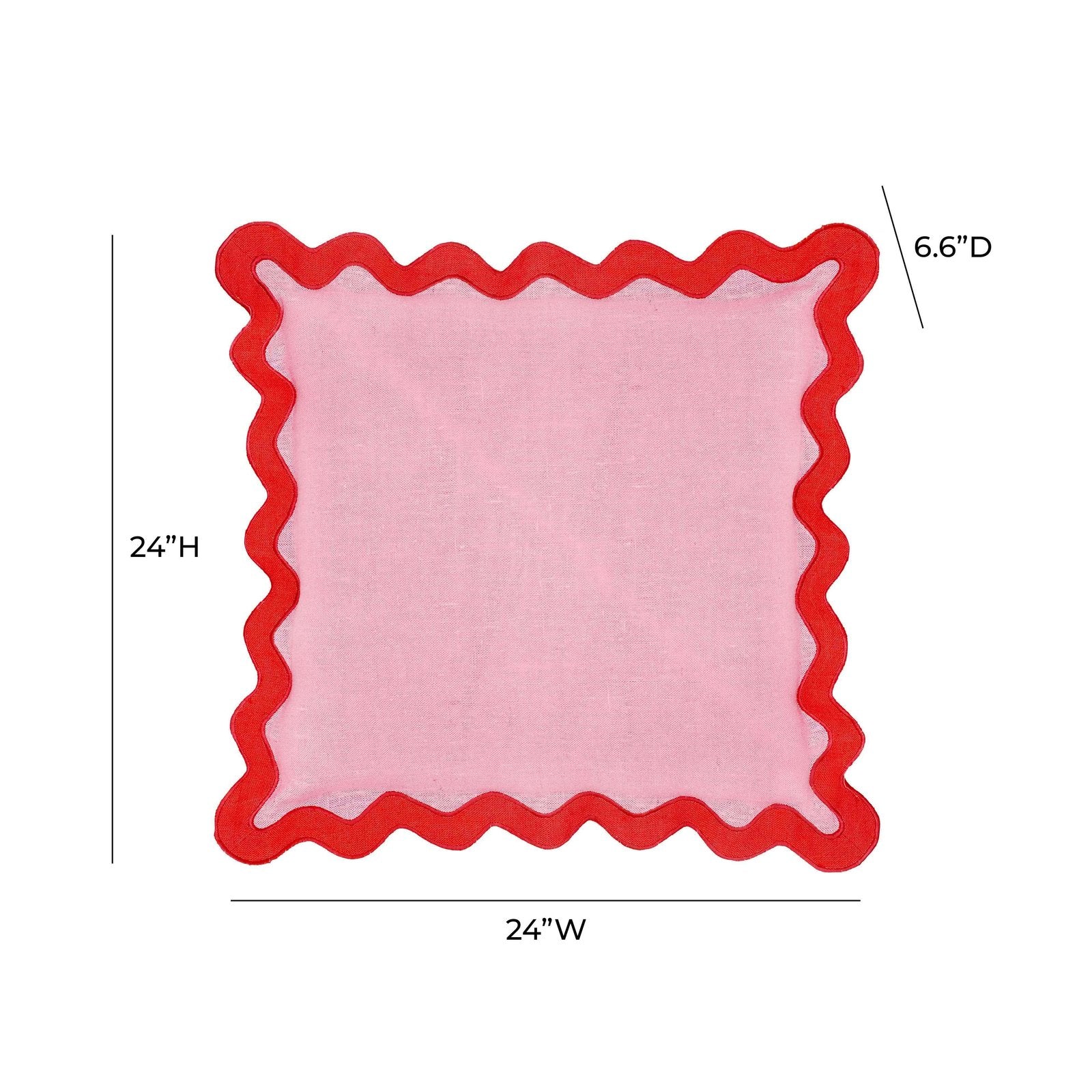 Scalloped Edge Rust and Pink Linen Throw Pillow - Image 11