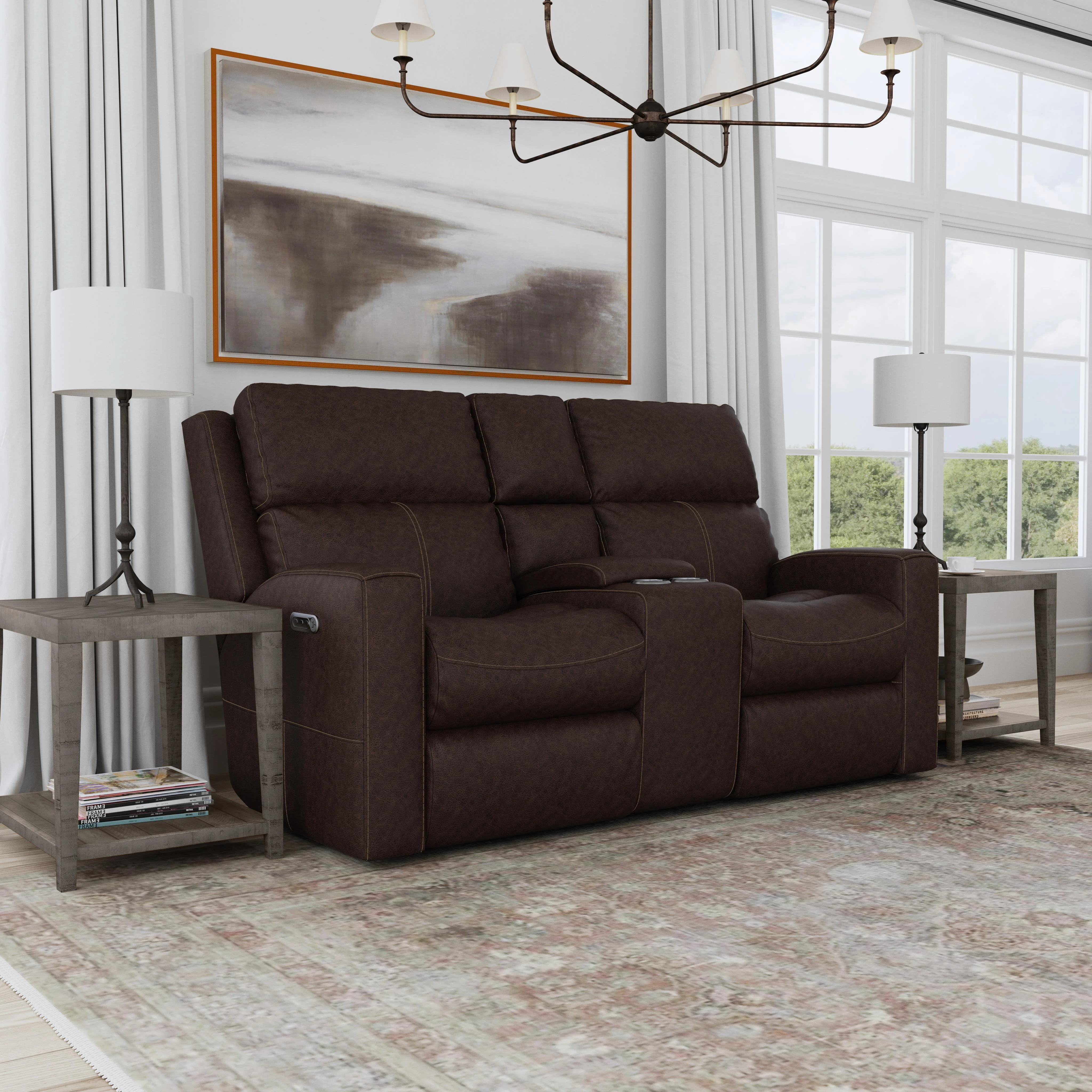 Score B3805-601L Power Reclining Loveseat with Console & Power Headrests & Lumbar - Image 2