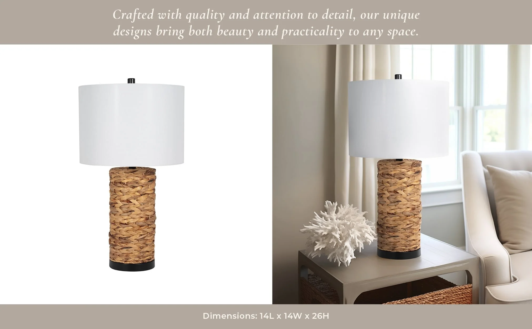 Seagrass 26" Pillar Table Lamp, Natural - Image 13