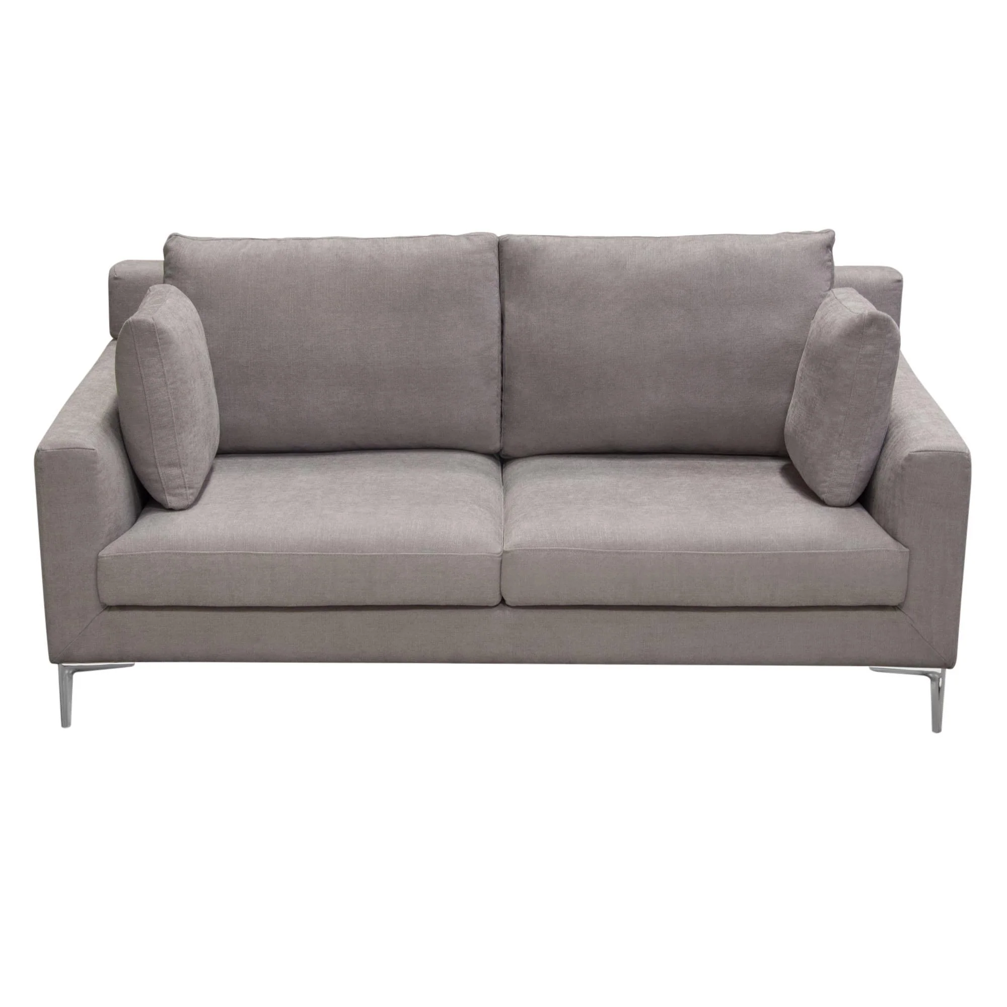 Seattle Loose Back Loveseat in Grey Polyester Fabric w/ Polished Silver Metal Leg by Diamond Sofa - Image 2