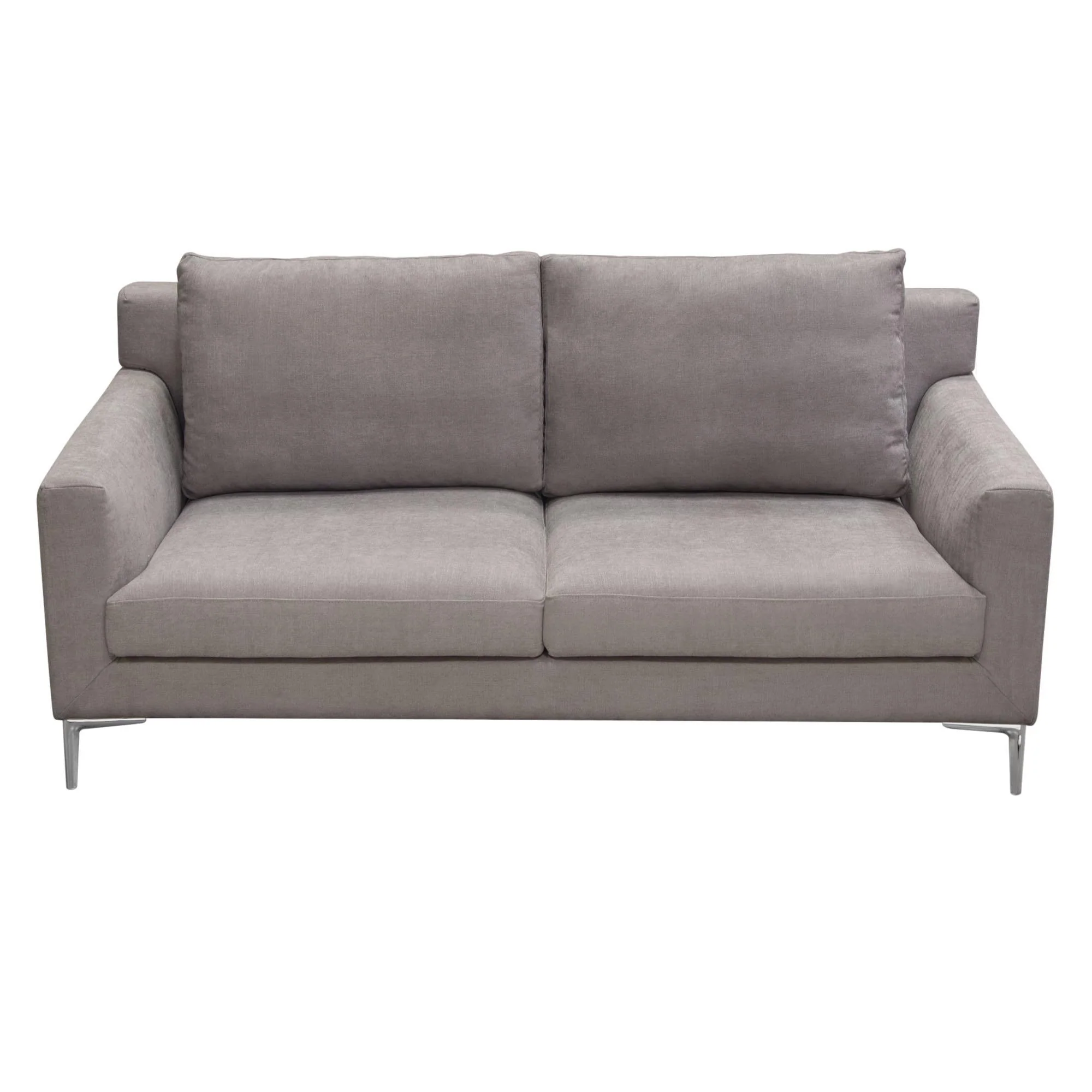 Seattle Loose Back Loveseat in Grey Polyester Fabric w/ Polished Silver Metal Leg by Diamond Sofa - Image 3