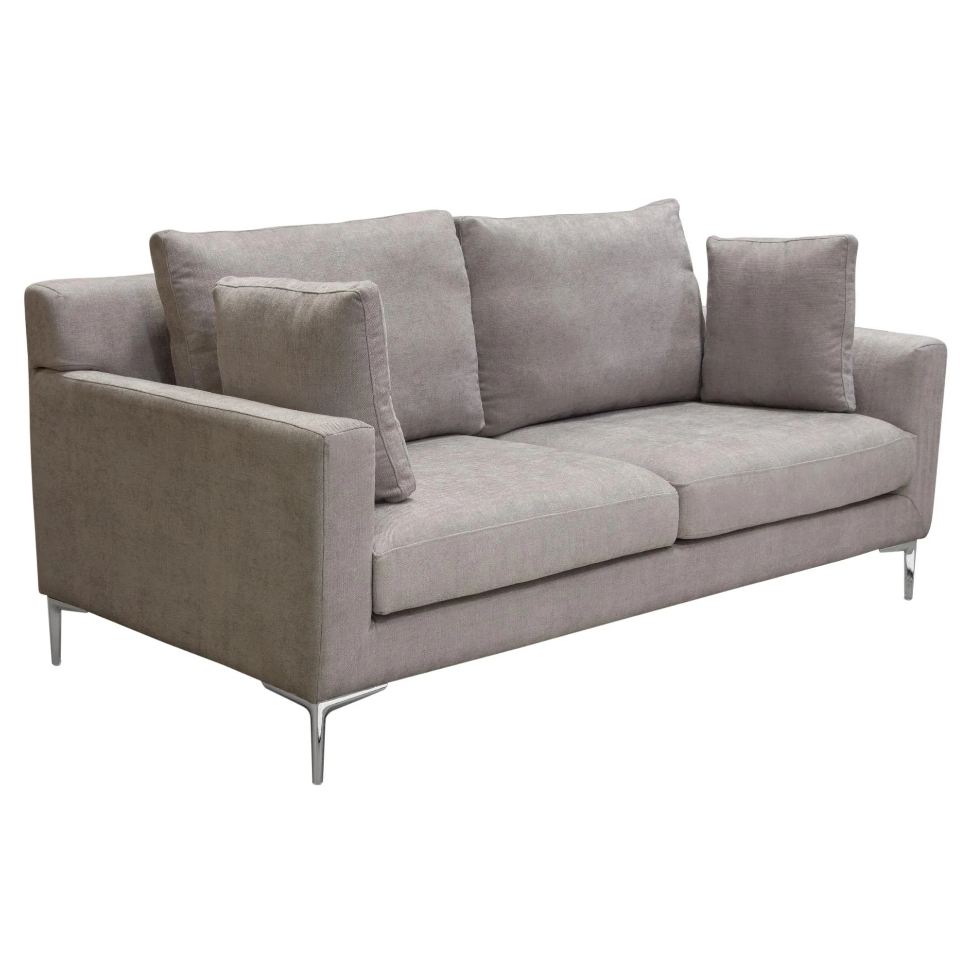 Seattle Loose Back Loveseat in Grey Polyester Fabric w/ Polished Silver Metal Leg by Diamond Sofa - Image 5