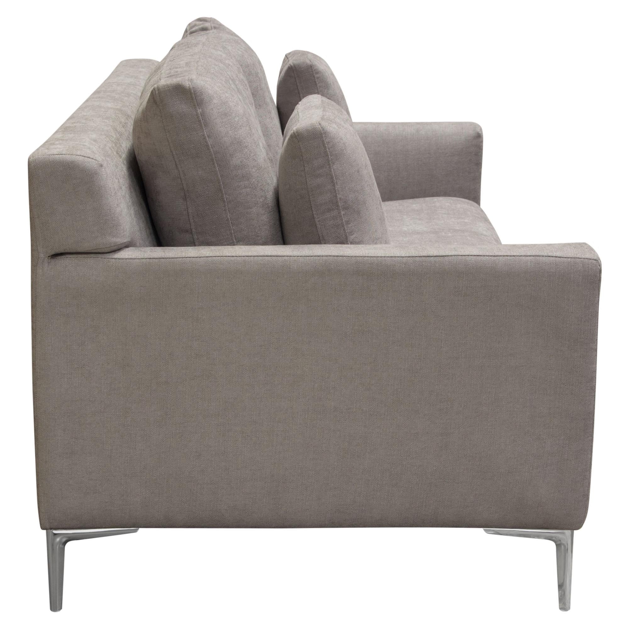 Seattle Loose Back Loveseat in Grey Polyester Fabric w/ Polished Silver Metal Leg by Diamond Sofa - Image 7