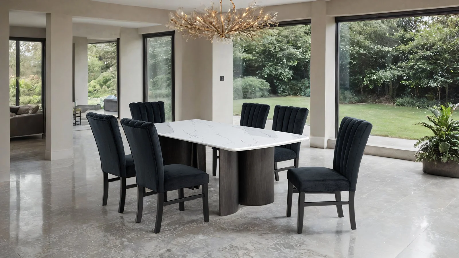 Selsey Dining Table (White Stone Top) - Image 2