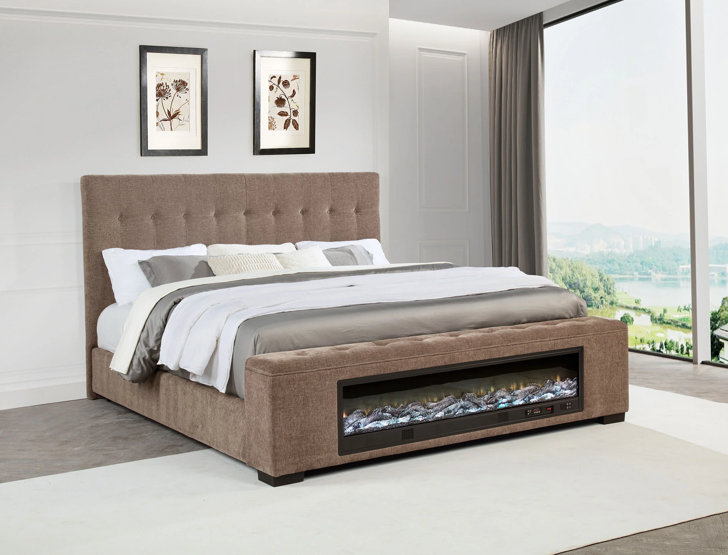 Senna Panel Bed with Bluetooth Speaker and Flame Visualizer - Image 26