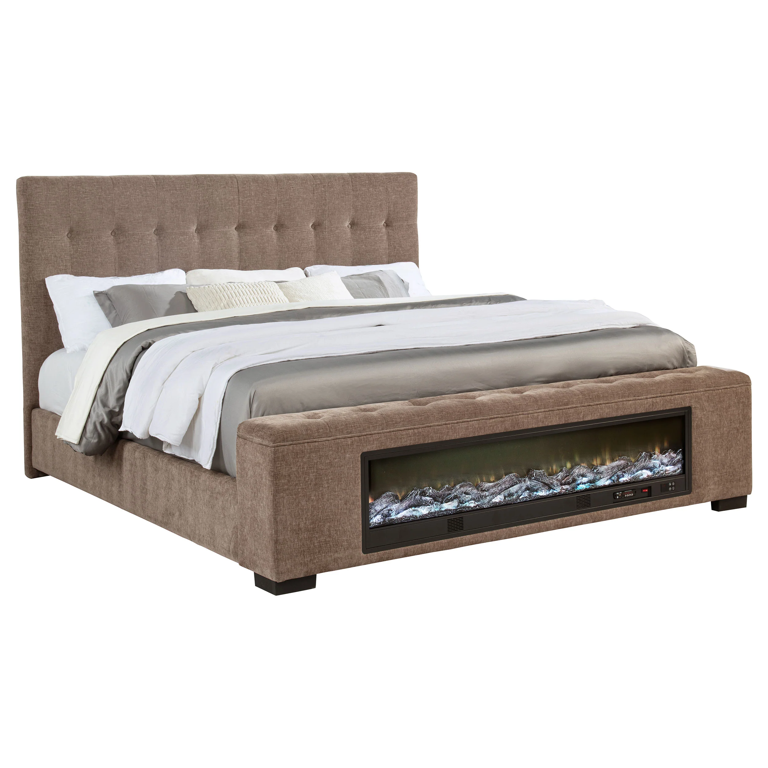 Senna Panel Bed with Bluetooth Speaker and Flame Visualizer - Image 3