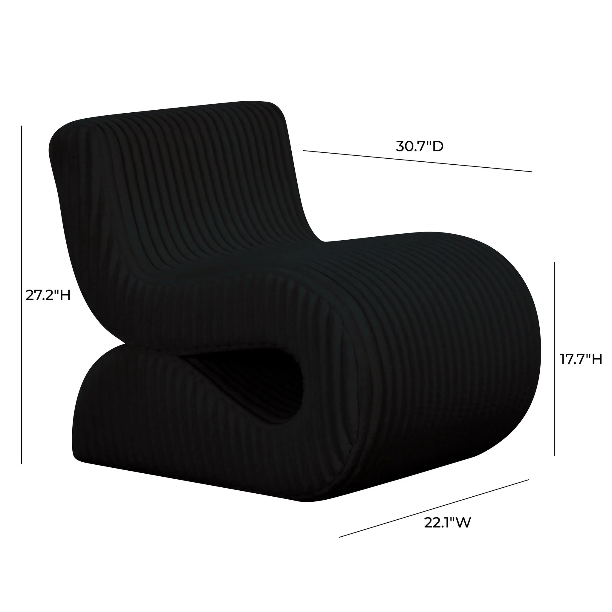 Senna Black Oversized Corduroy Accent Chair - Image 5