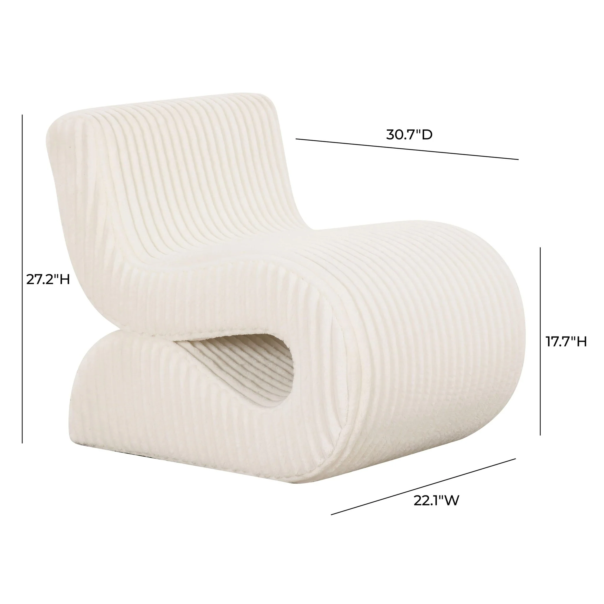 Senna Cream Oversized Corduroy Accent Chair - Image 6