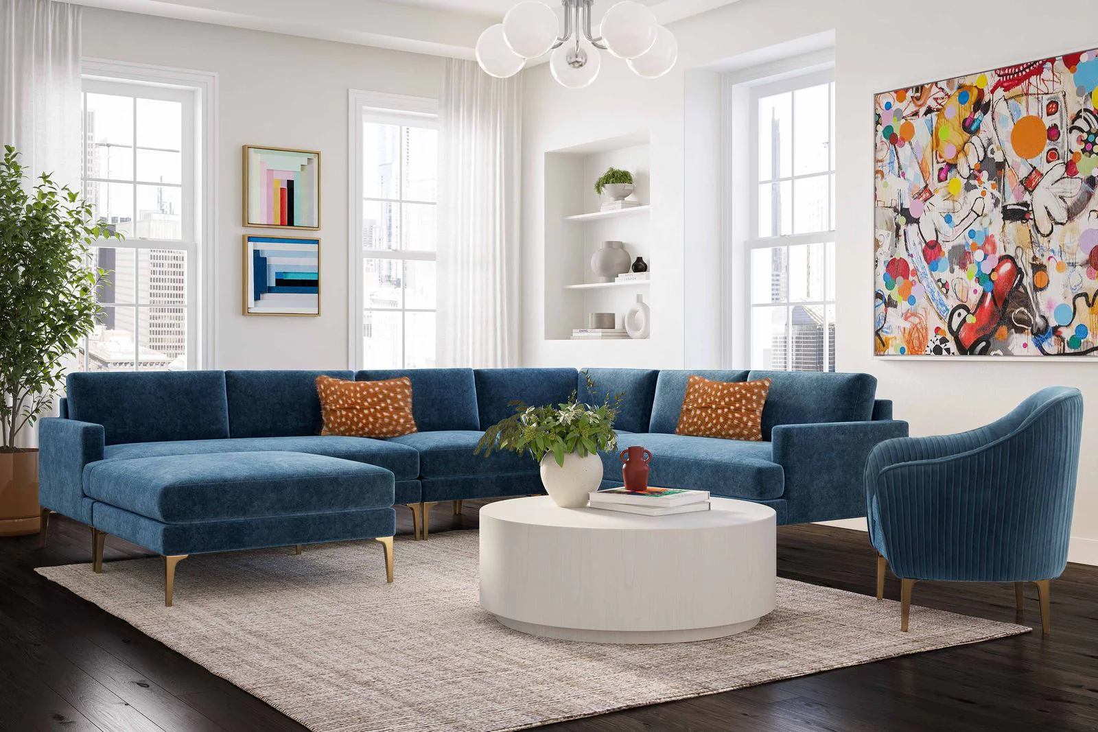 Serena Blue Velvet Accent Chair - Image 2