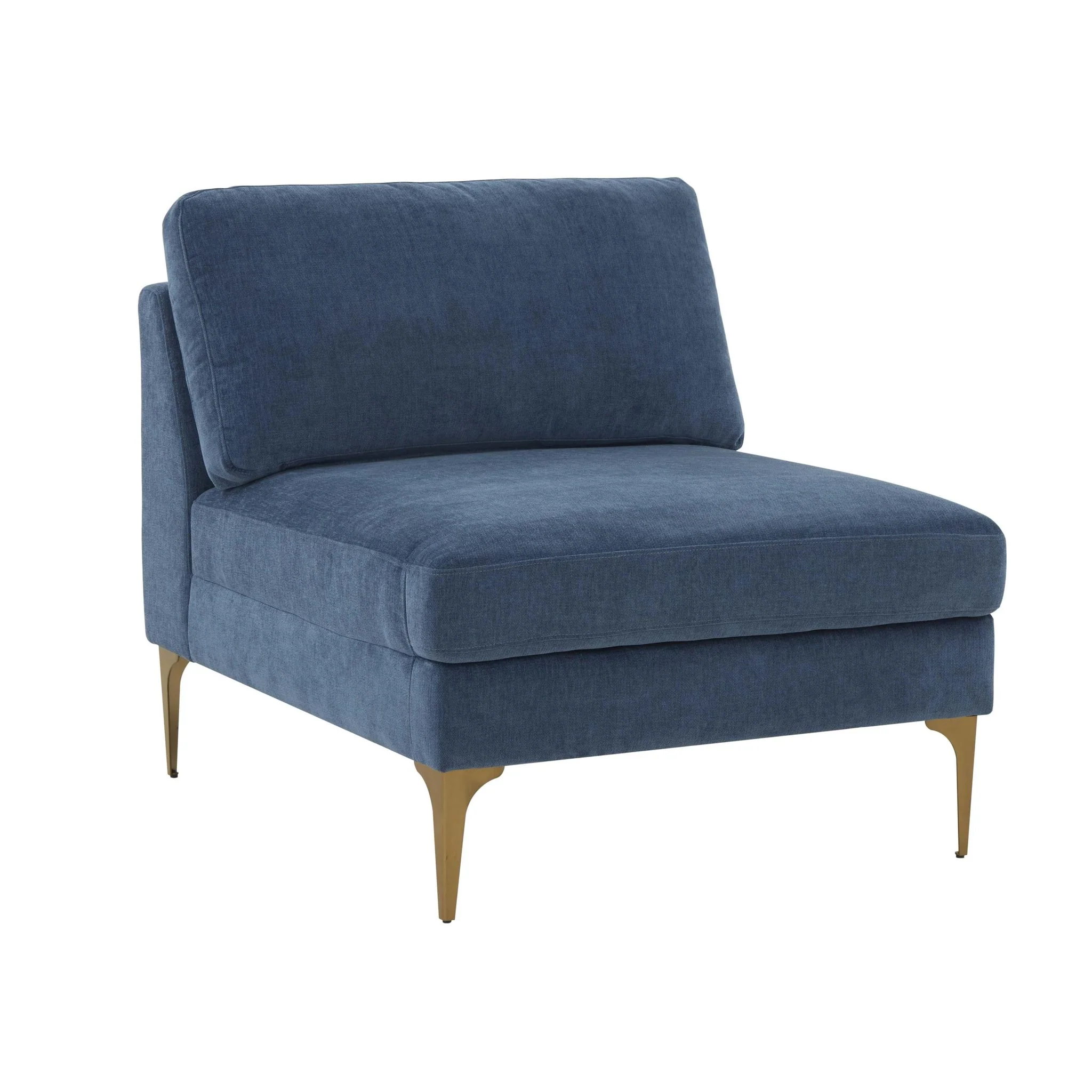 Serena Blue Velvet Armless Chair - Image 2