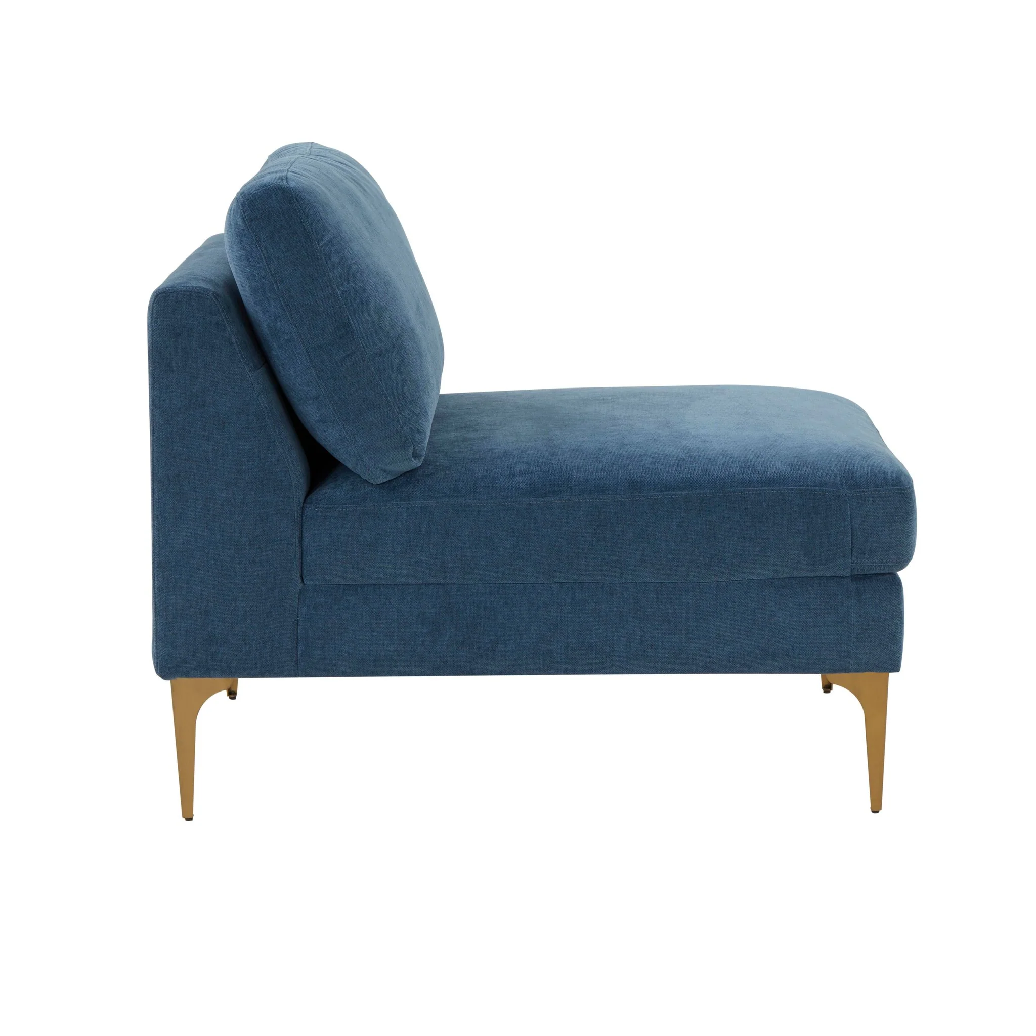 Serena Blue Velvet Armless Chair - Image 4