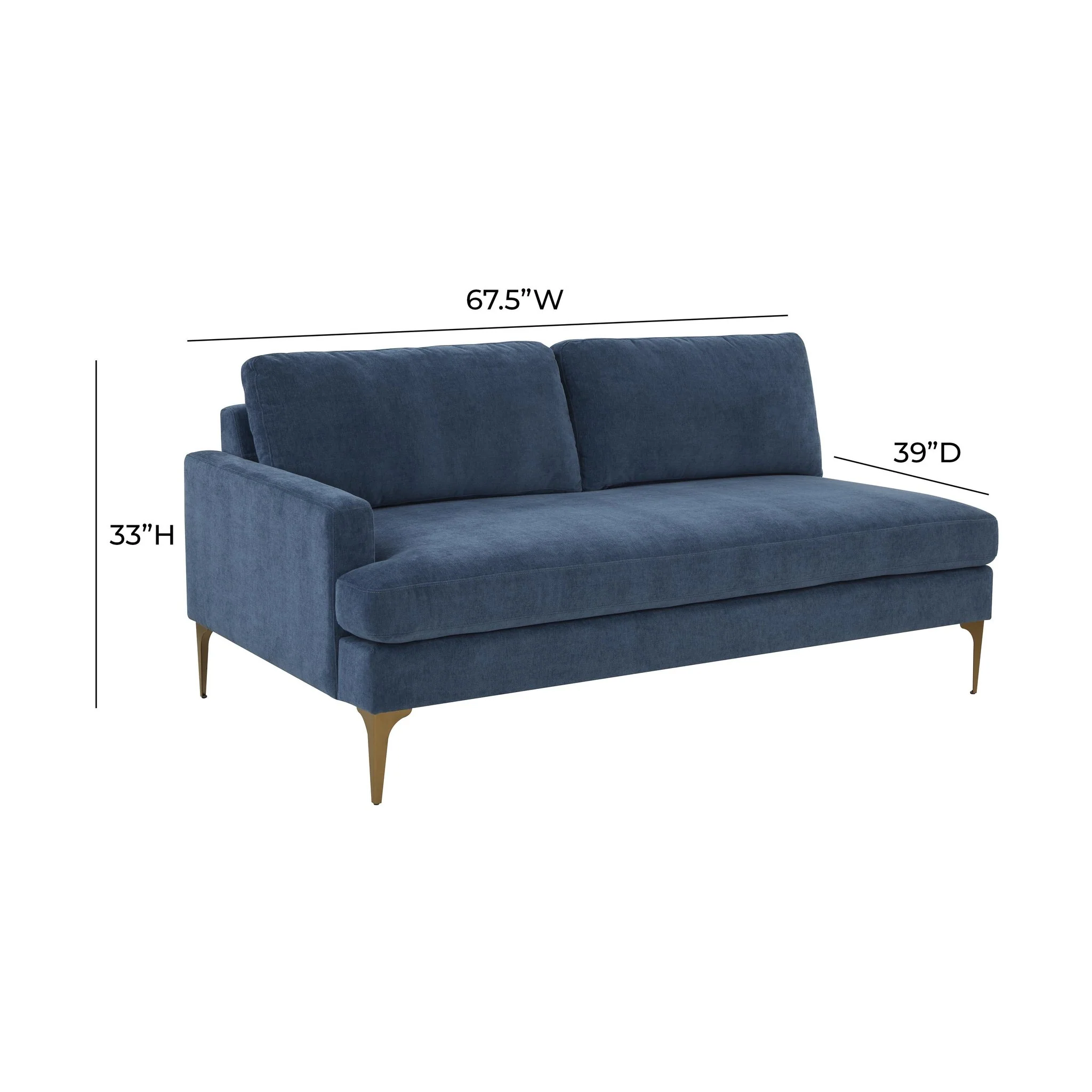 Serena Blue Velvet LAF Loveseat - Image 5