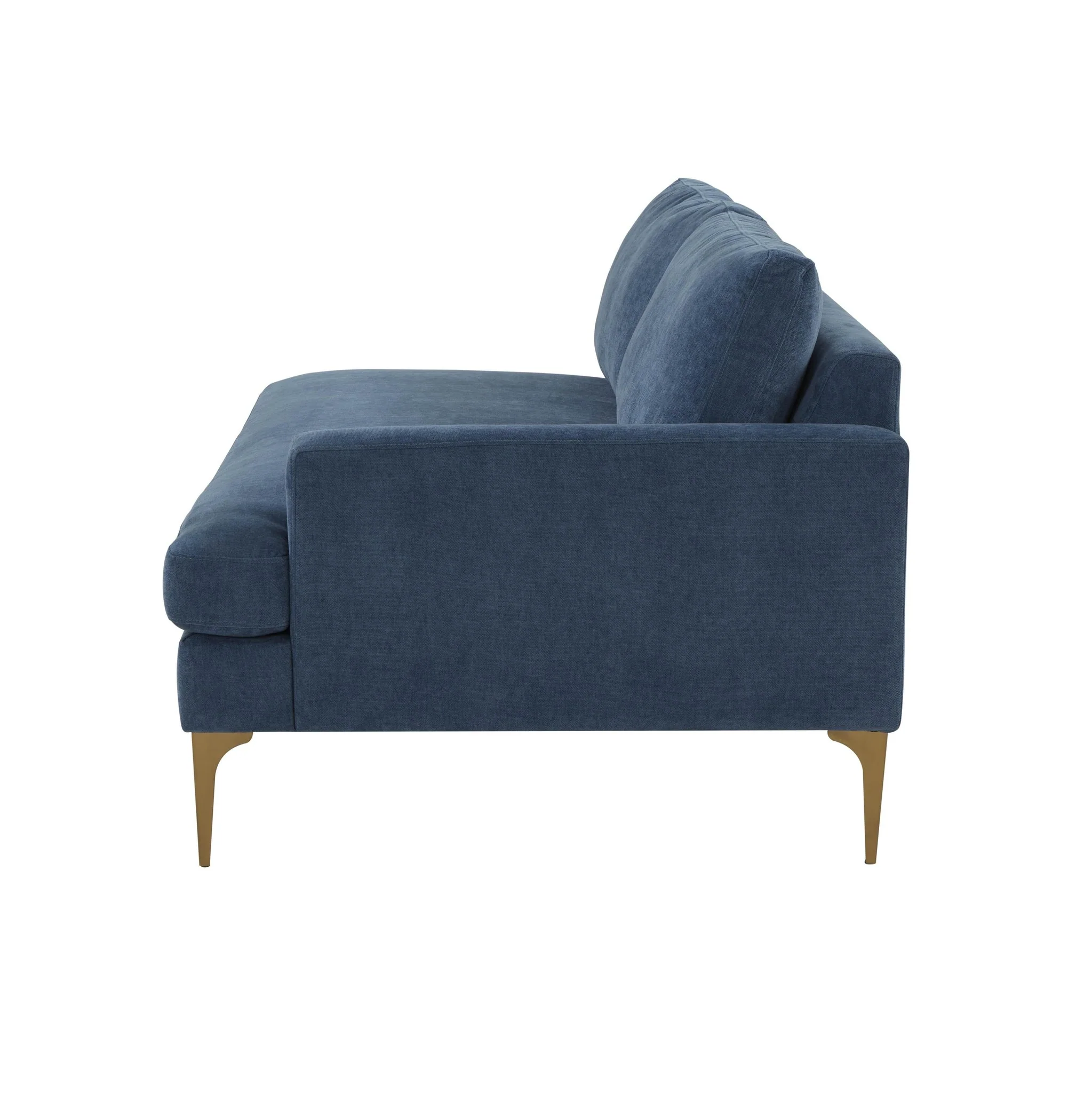 Serena Blue Velvet RAF Loveseat - Image 4