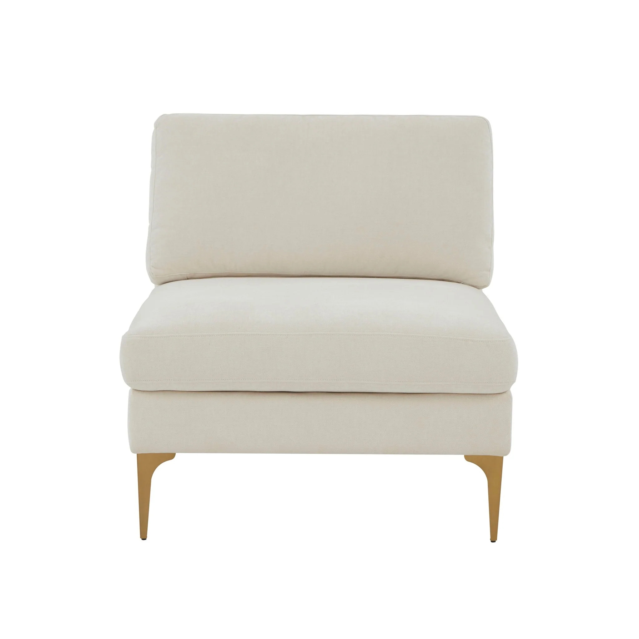 Serena Cream Velvet Armless Chair - Image 2