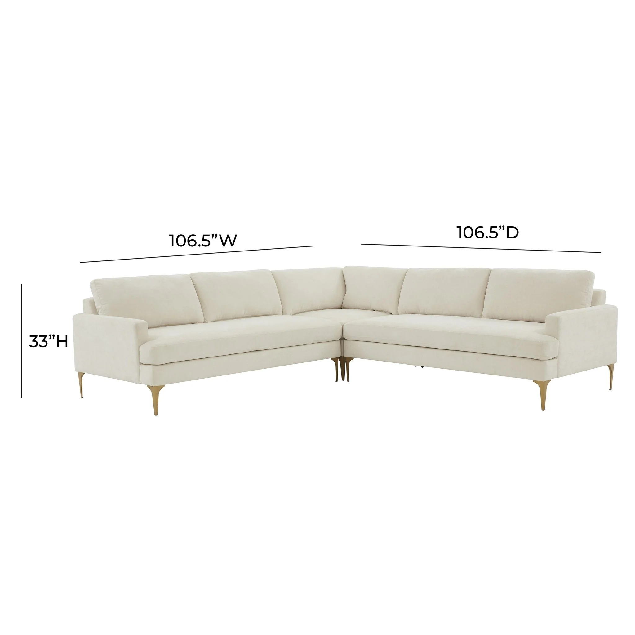 Serena Cream Velvet L-Sectional - Image 6