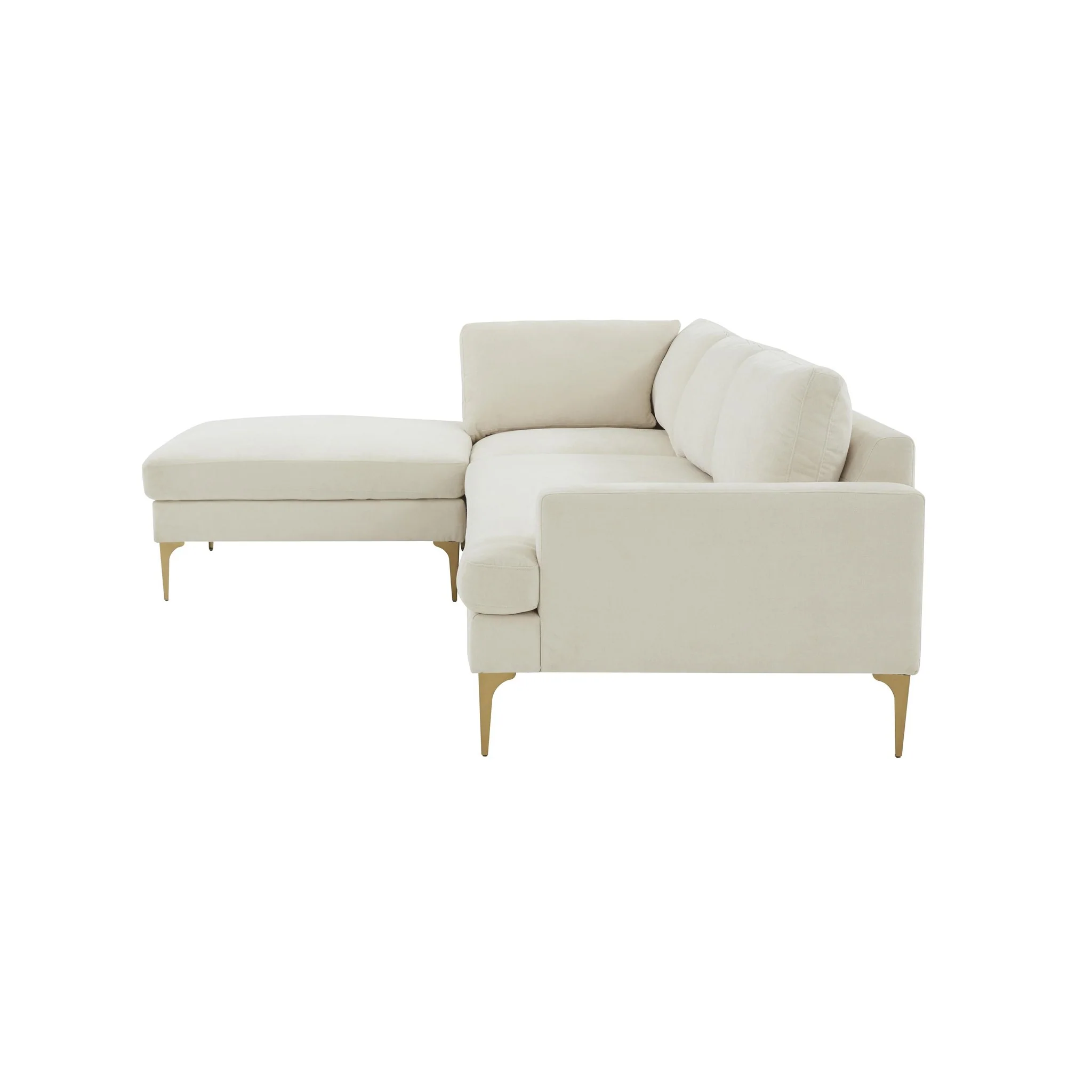 Serena Cream Velvet LAF Chaise Sectional - Image 4