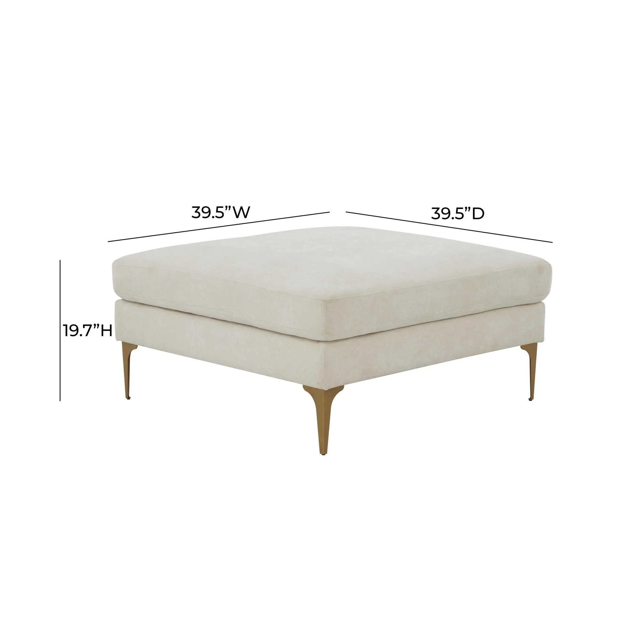 Serena Cream Velvet Ottoman - Image 5