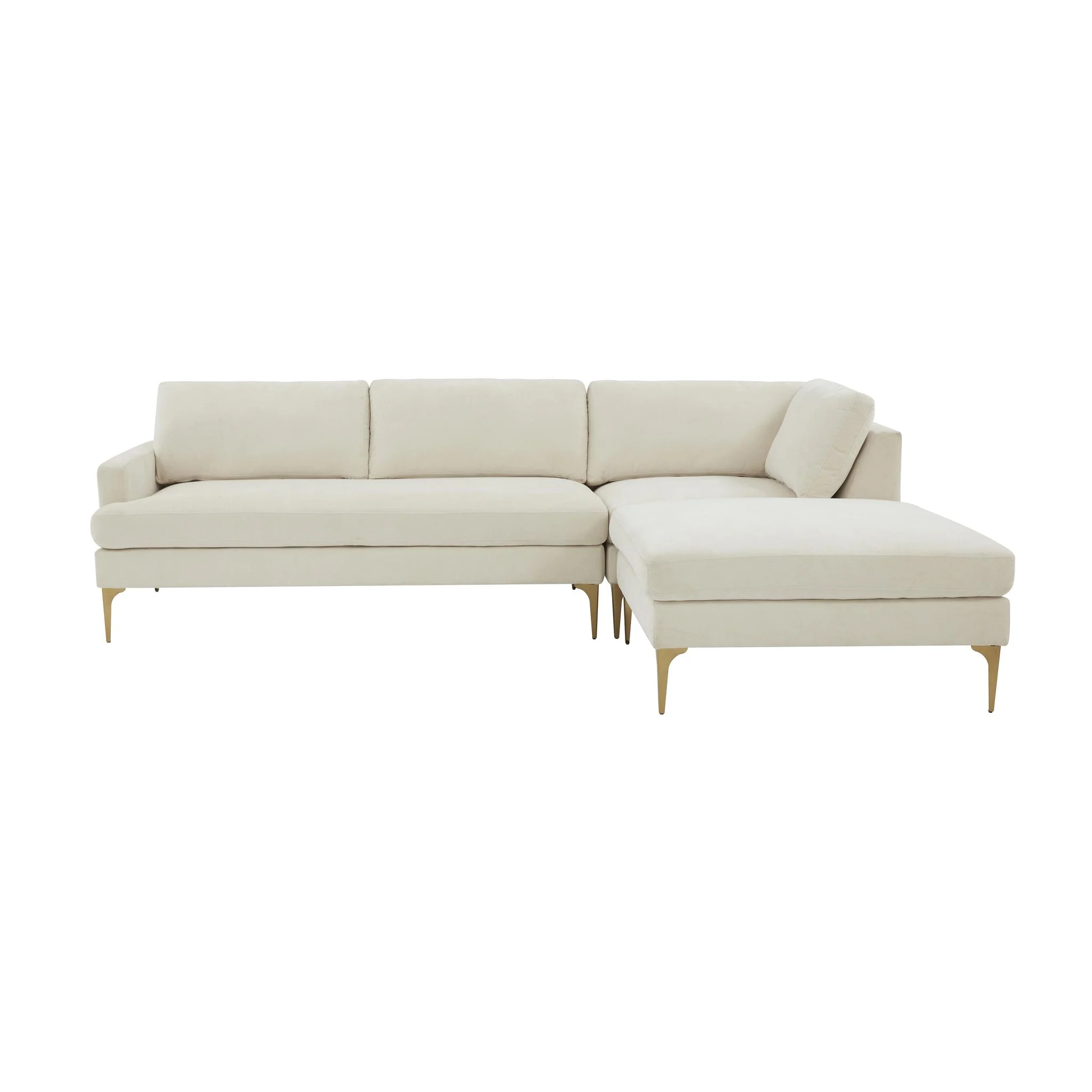Serena Cream Velvet RAF Chaise Sectional - Image 3