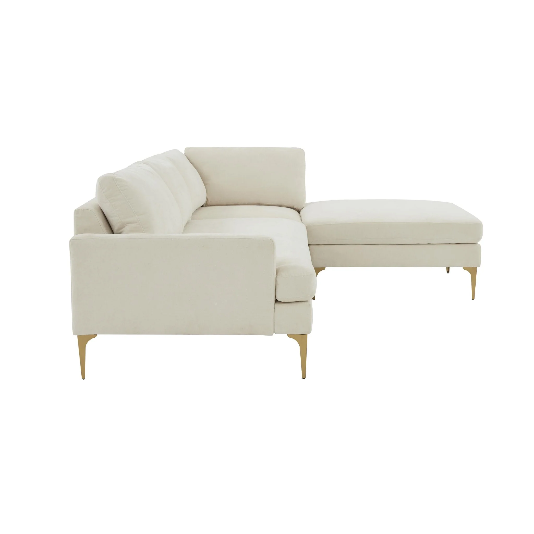 Serena Cream Velvet RAF Chaise Sectional - Image 4