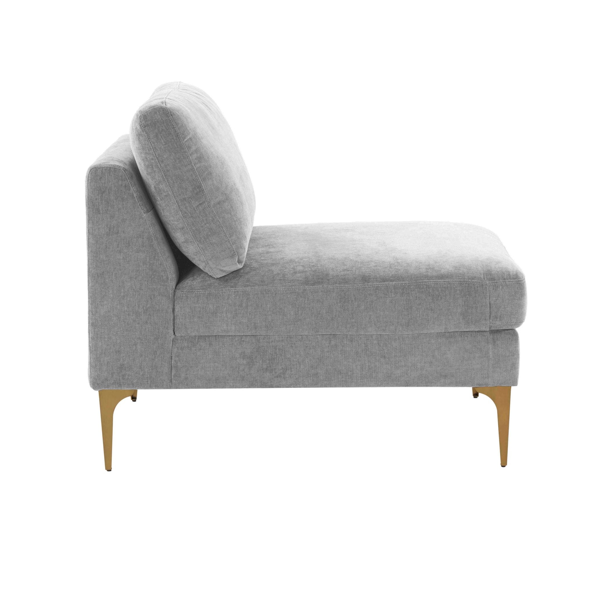 Serena Gray Velvet Armless Chair - Image 3
