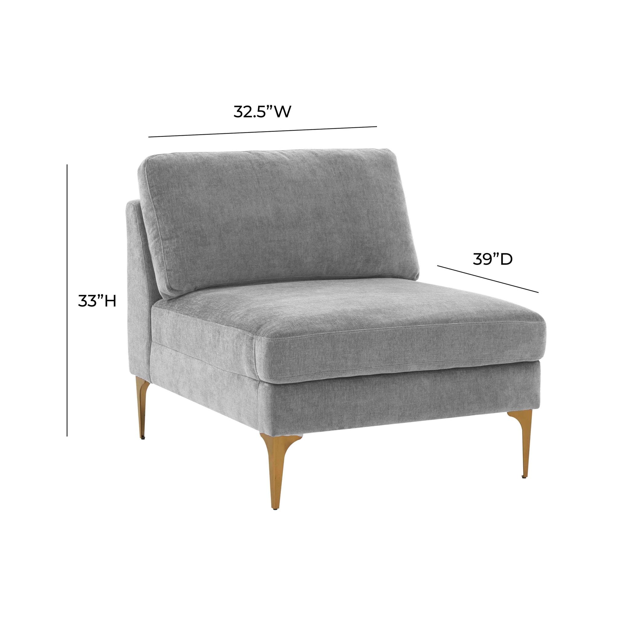 Serena Gray Velvet Armless Chair - Image 5