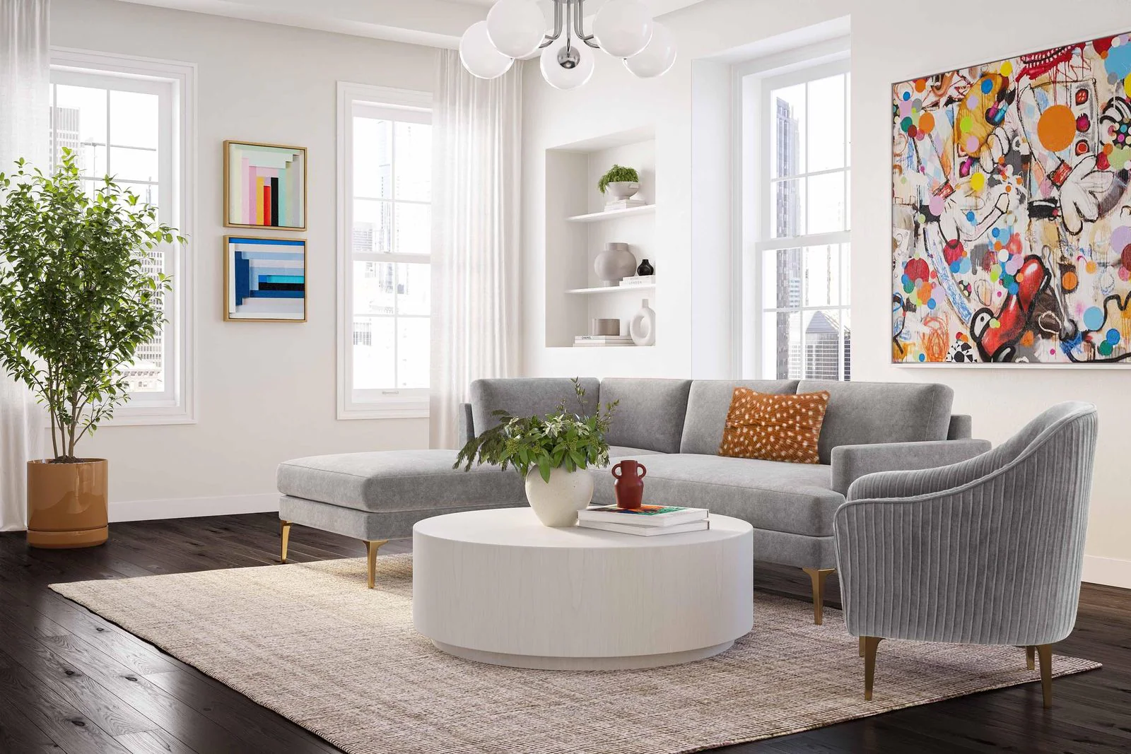 Serena Gray Velvet LAF Chaise Sectional - Image 2