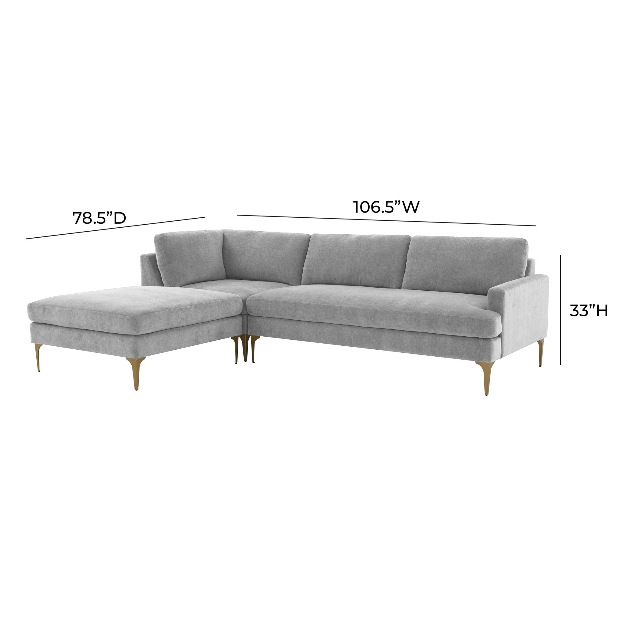 Serena Gray Velvet LAF Chaise Sectional - Image 6