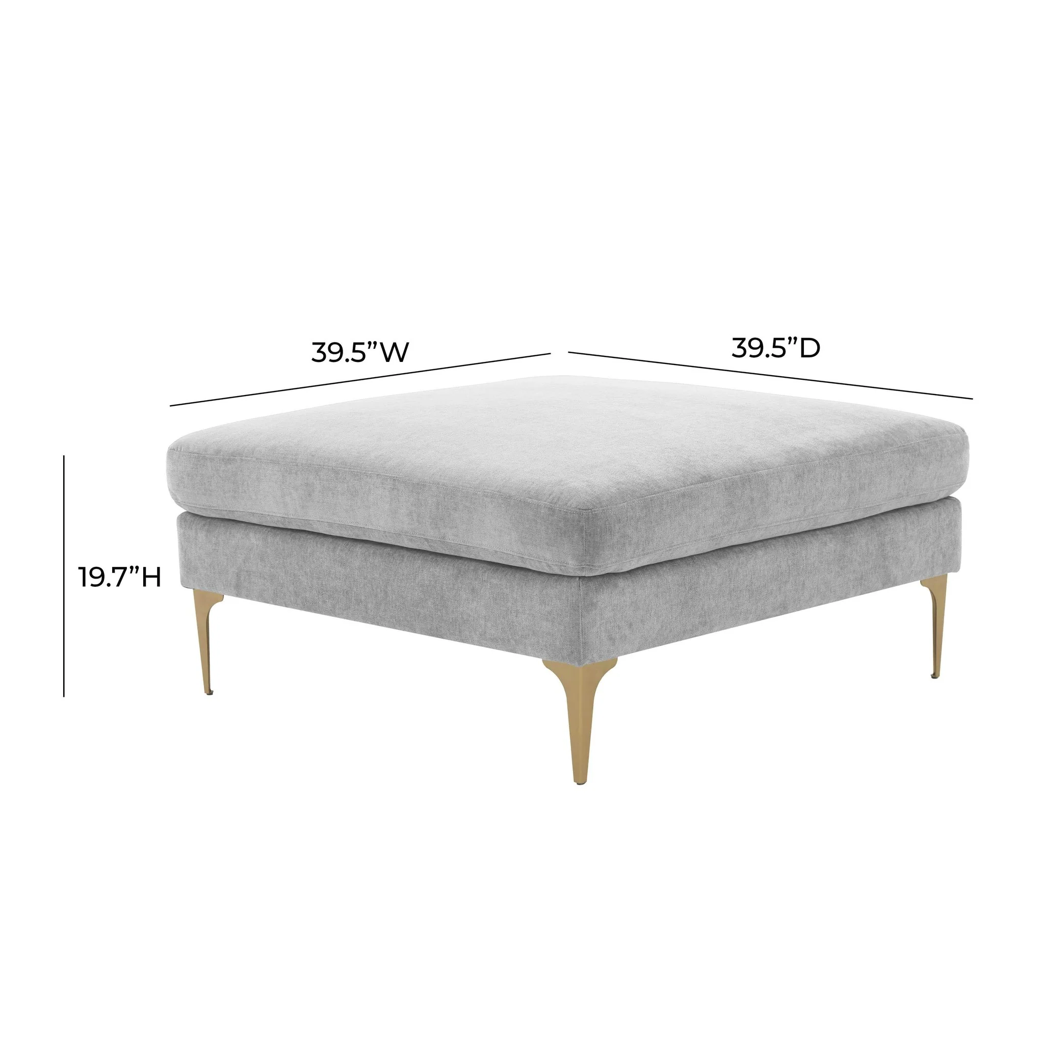 Serena Gray Velvet Ottoman - Image 5