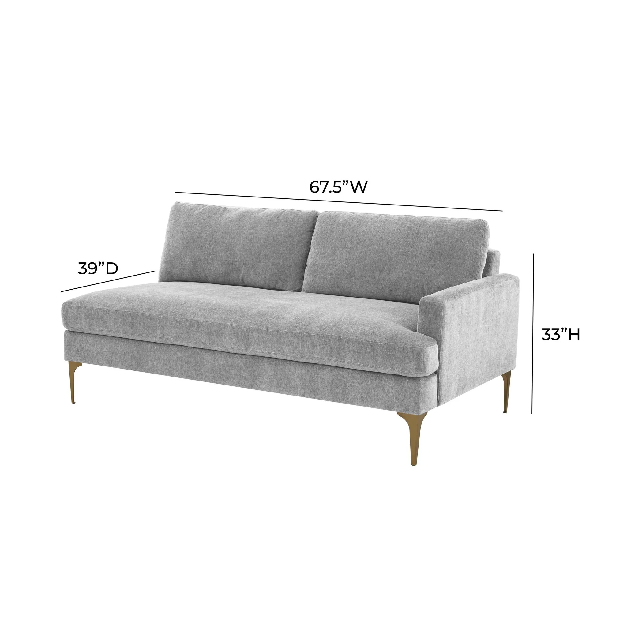 Serena Gray Velvet RAF Loveseat - Image 5