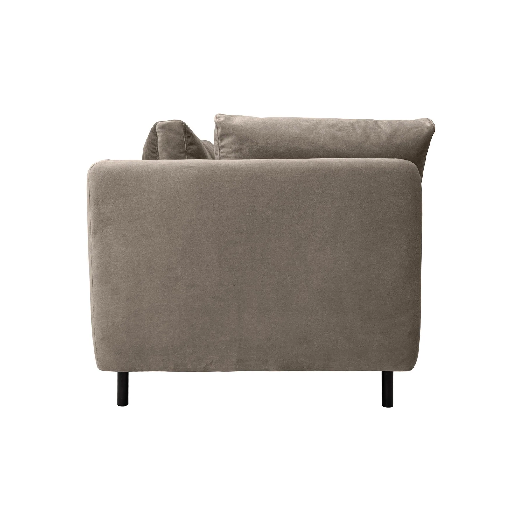 Serenity 79" Fossil Gray Velvet Sofa with Black Metal Legs - Image 3