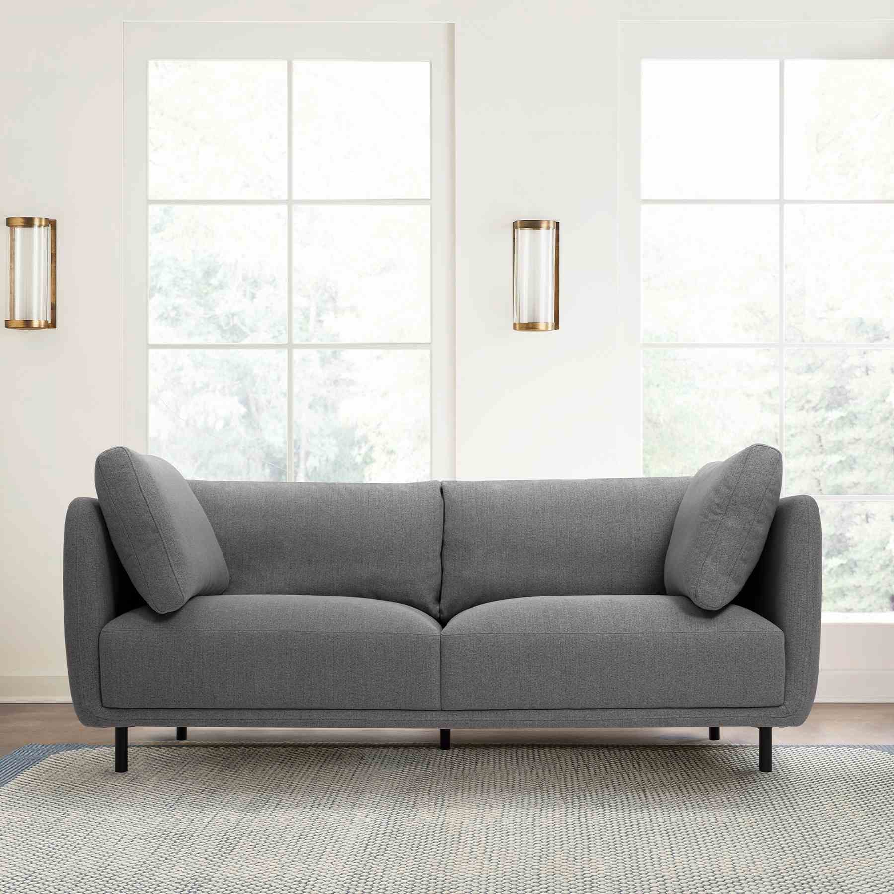 Serenity 79" Gray Fabric Sofa with Black Metal Legs - Image 9