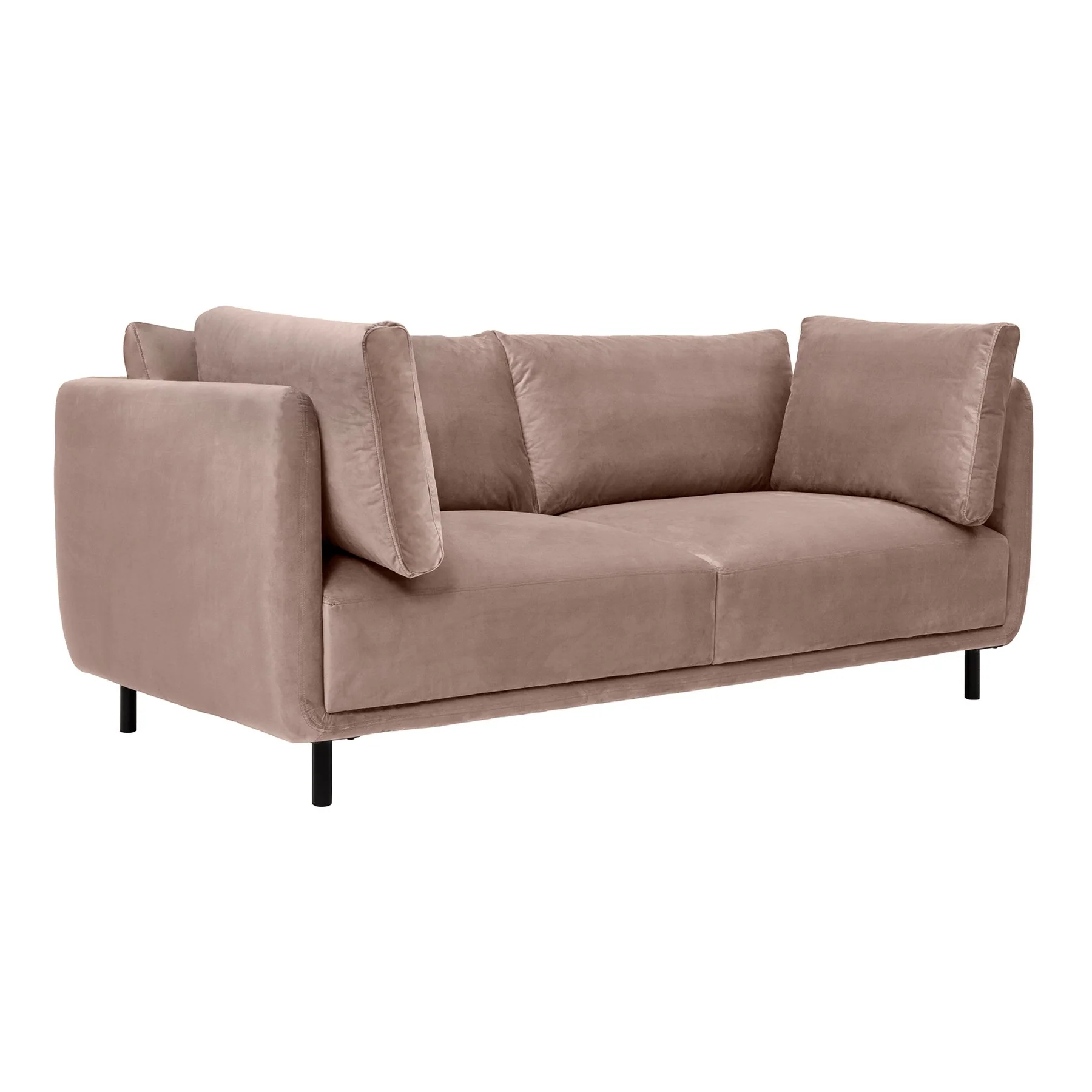Serenity 79" Mauve Velvet Sofa with Black Metal Legs - Image 2