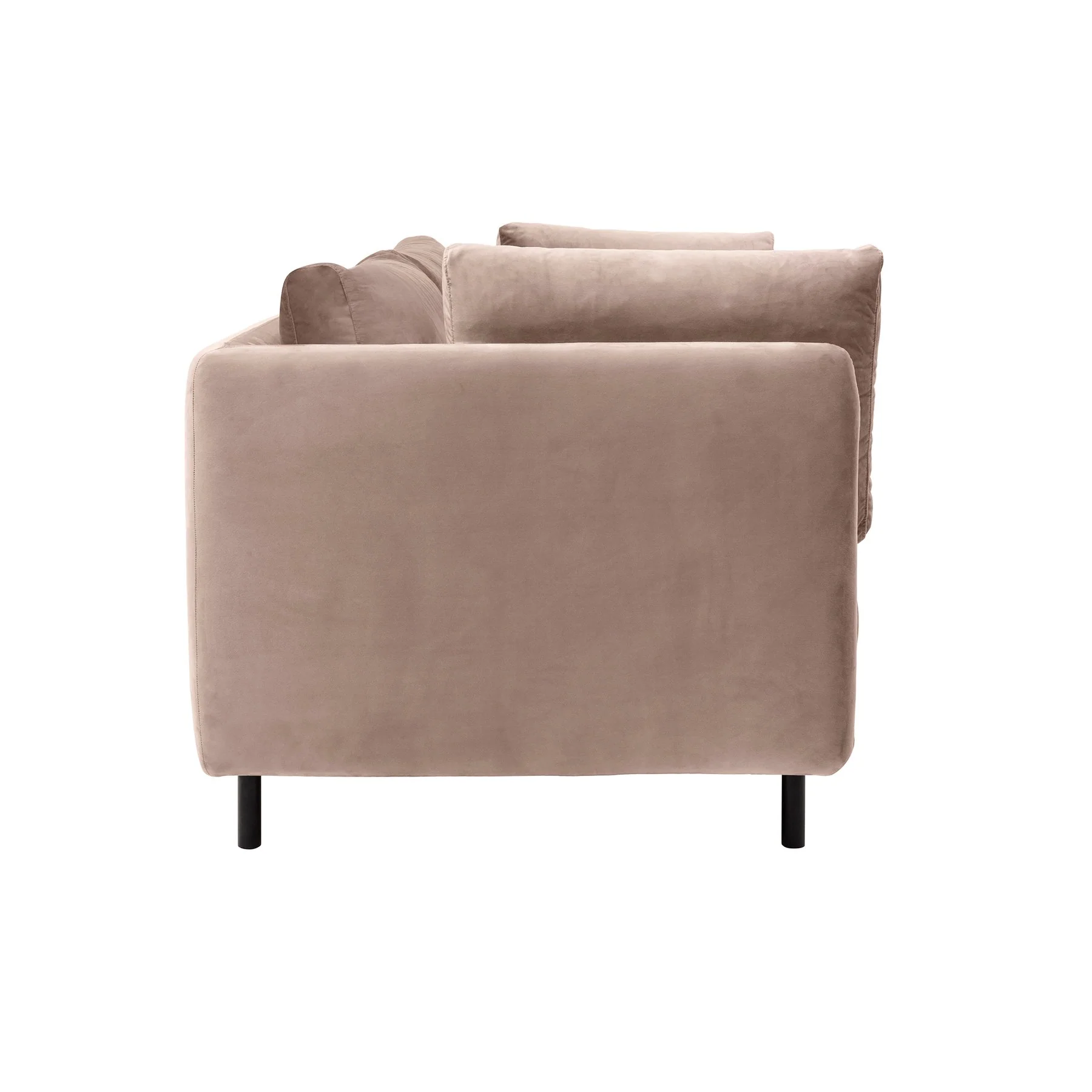 Serenity 79" Mauve Velvet Sofa with Black Metal Legs - Image 3