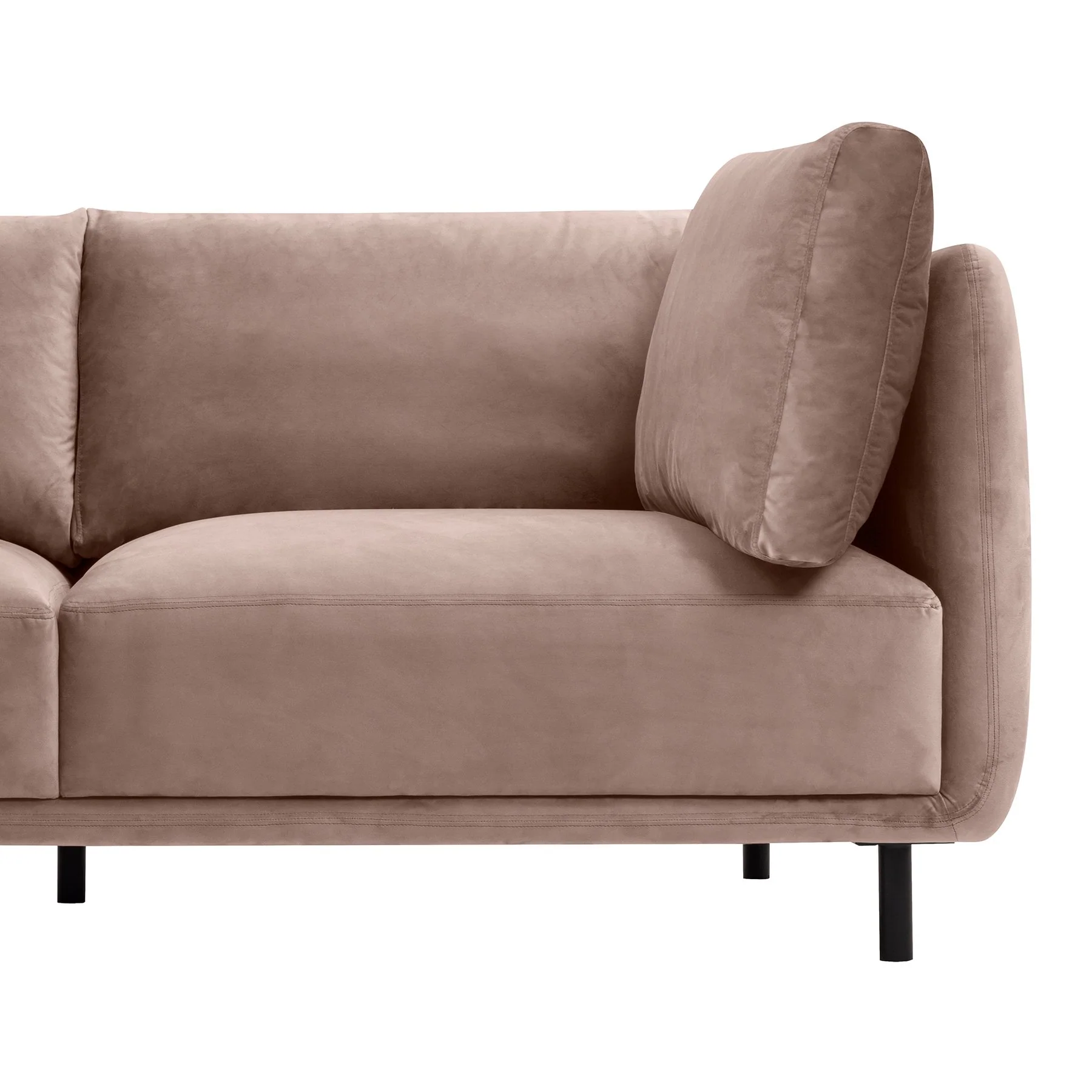 Serenity 79" Mauve Velvet Sofa with Black Metal Legs - Image 5