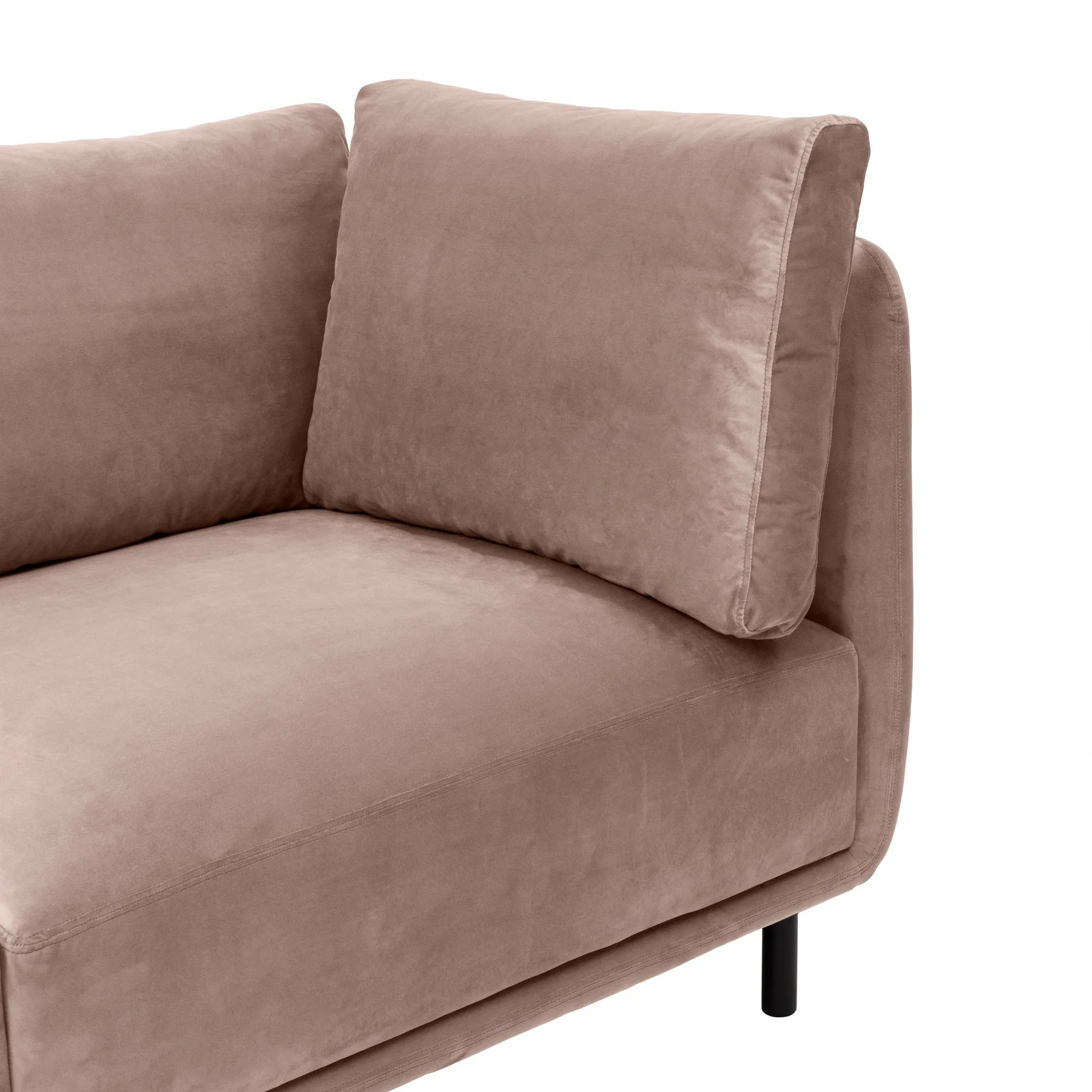 Serenity 79" Mauve Velvet Sofa with Black Metal Legs - Image 6