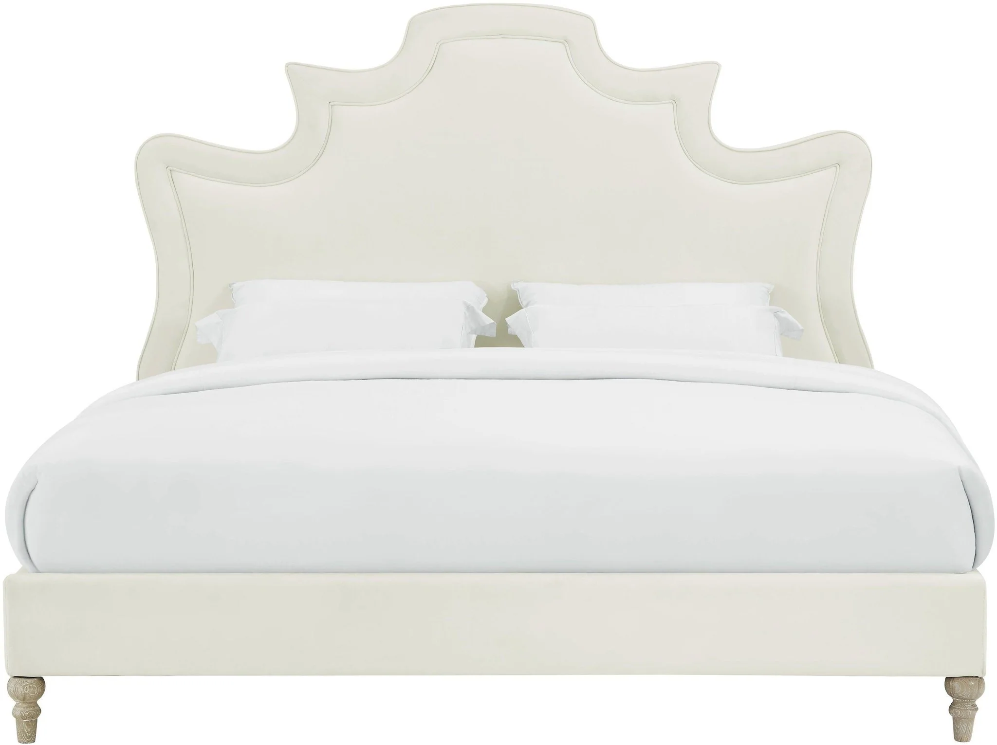 Serenity Cream Velvet Bed in King - Image 3