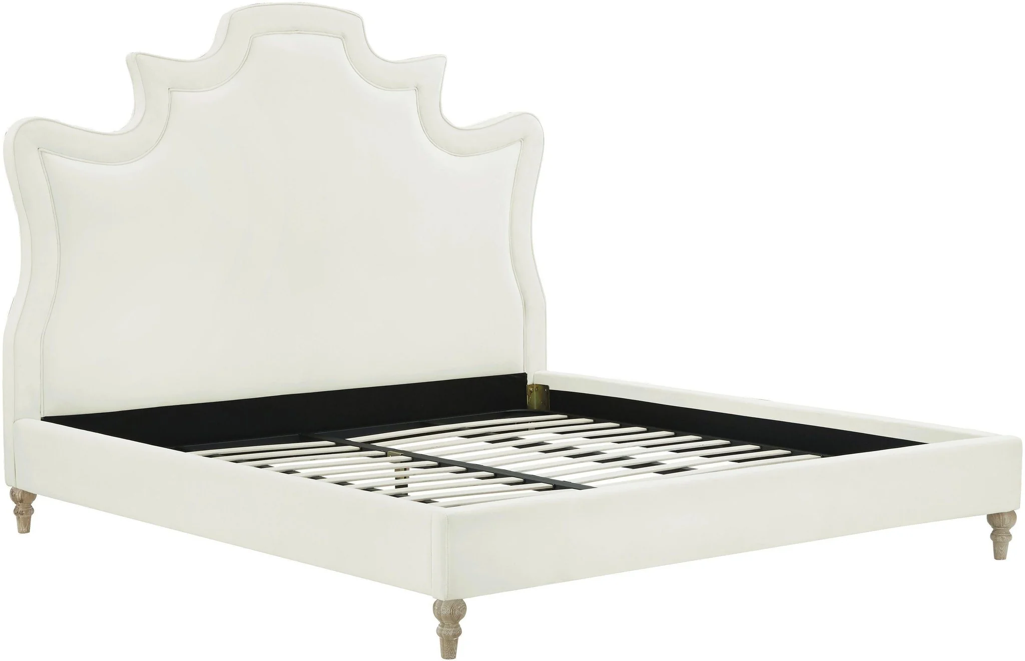 Serenity Cream Velvet Bed in King - Image 4