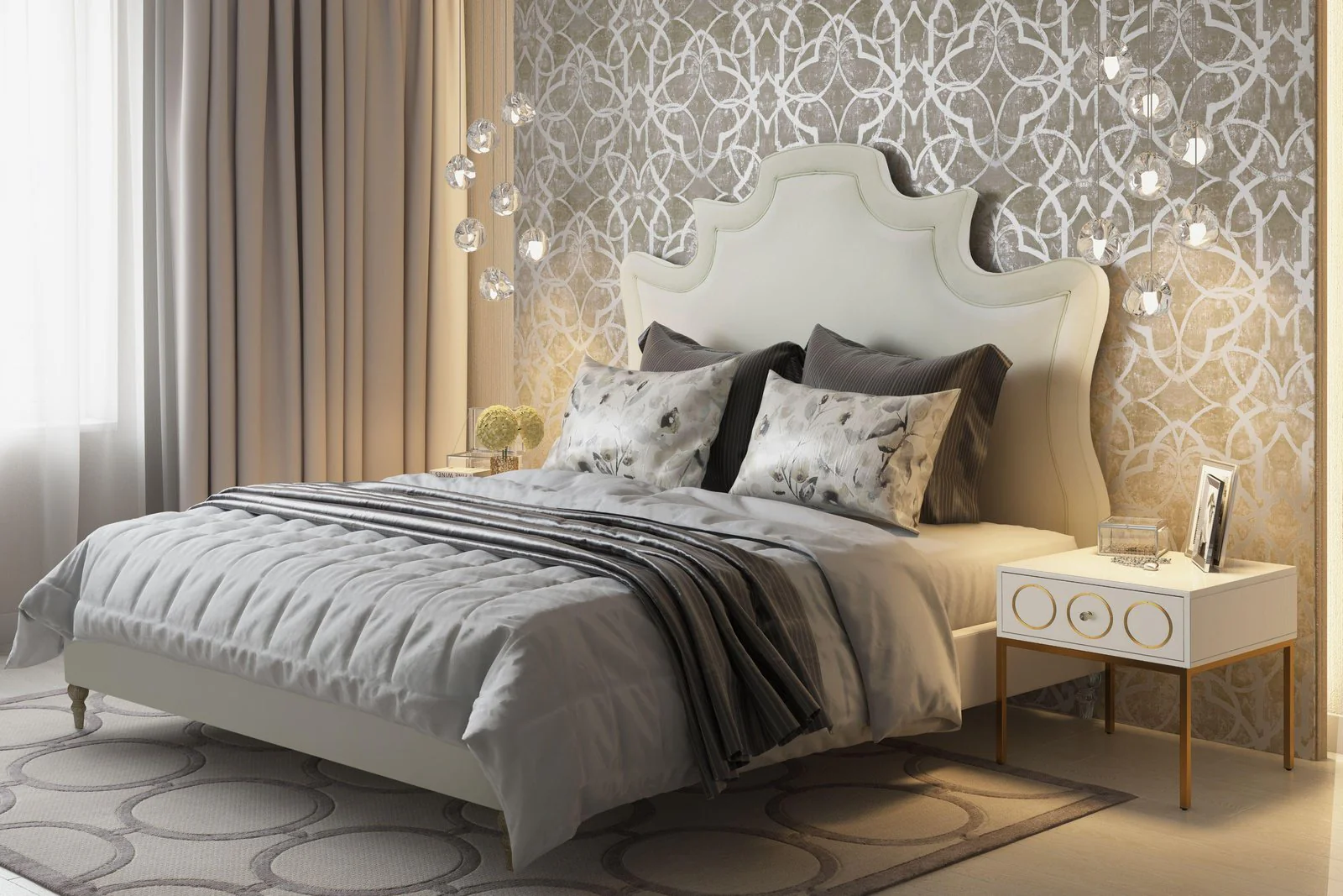 Serenity Cream Velvet Bed in Queen - Image 2