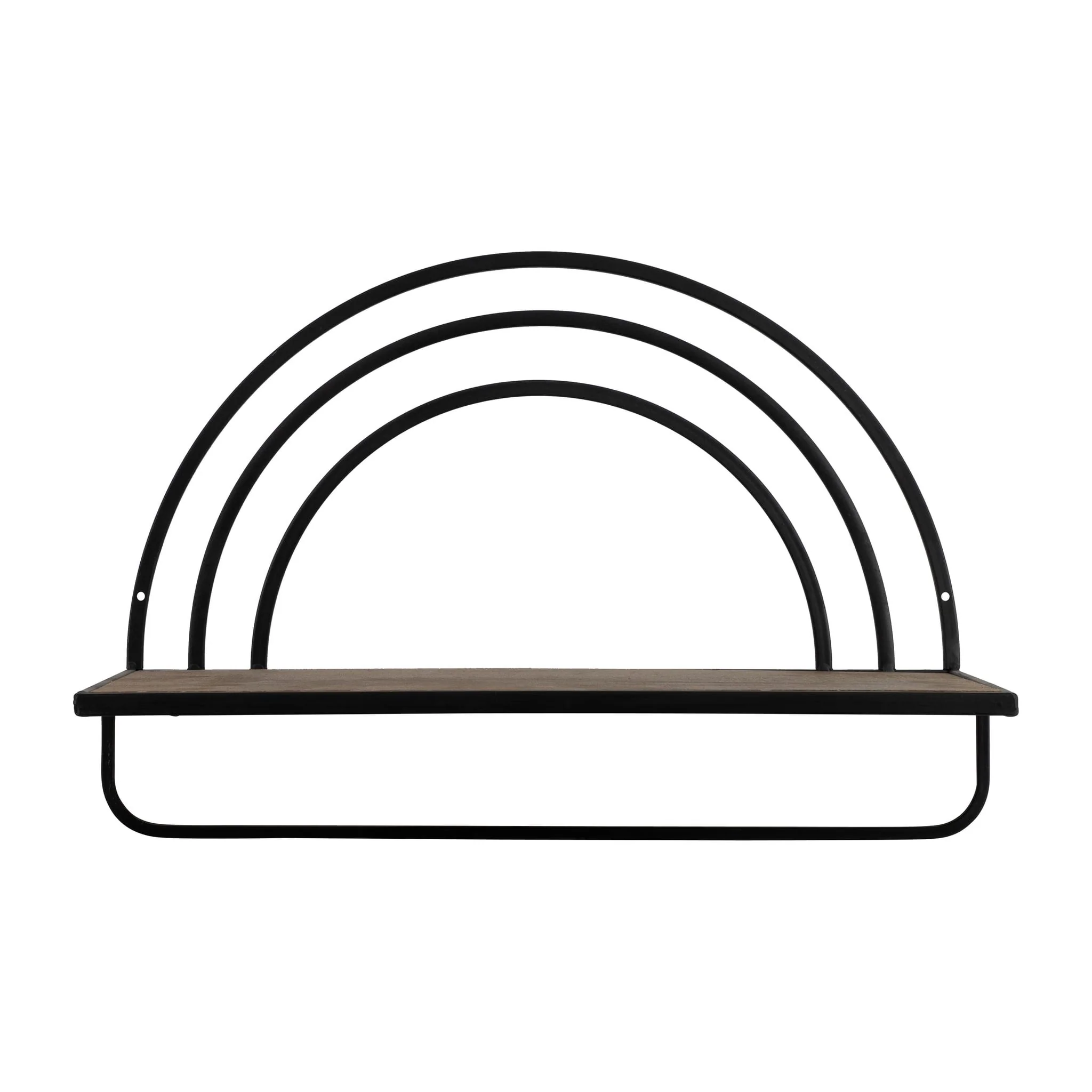 Set/2 Wood/metal Rainbow Style Sheves, Brown/black - Image 2