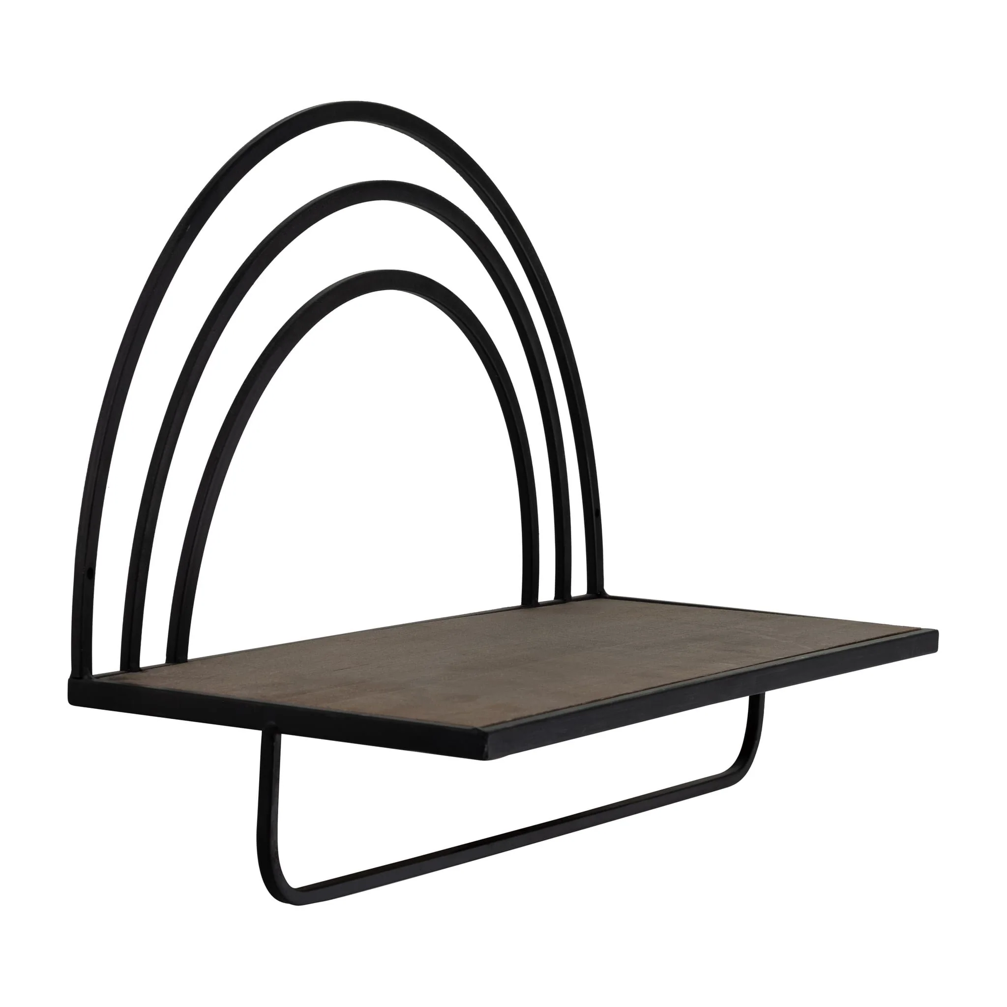 Set/2 Wood/metal Rainbow Style Sheves, Brown/black - Image 3