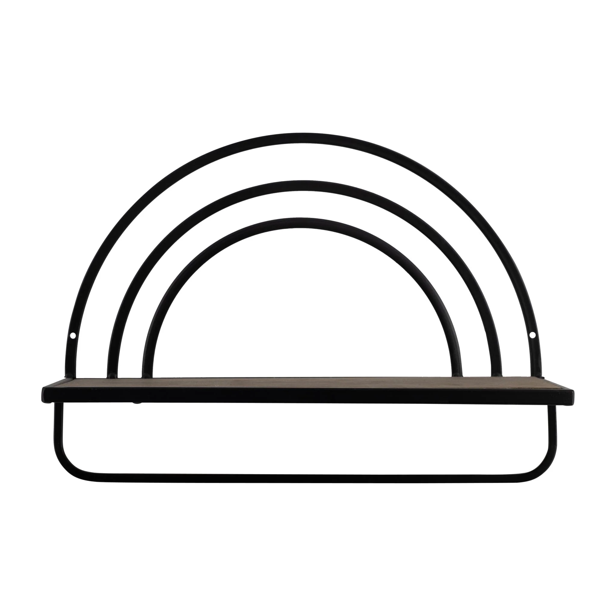 Set/2 Wood/metal Rainbow Style Sheves, Brown/black - Image 5