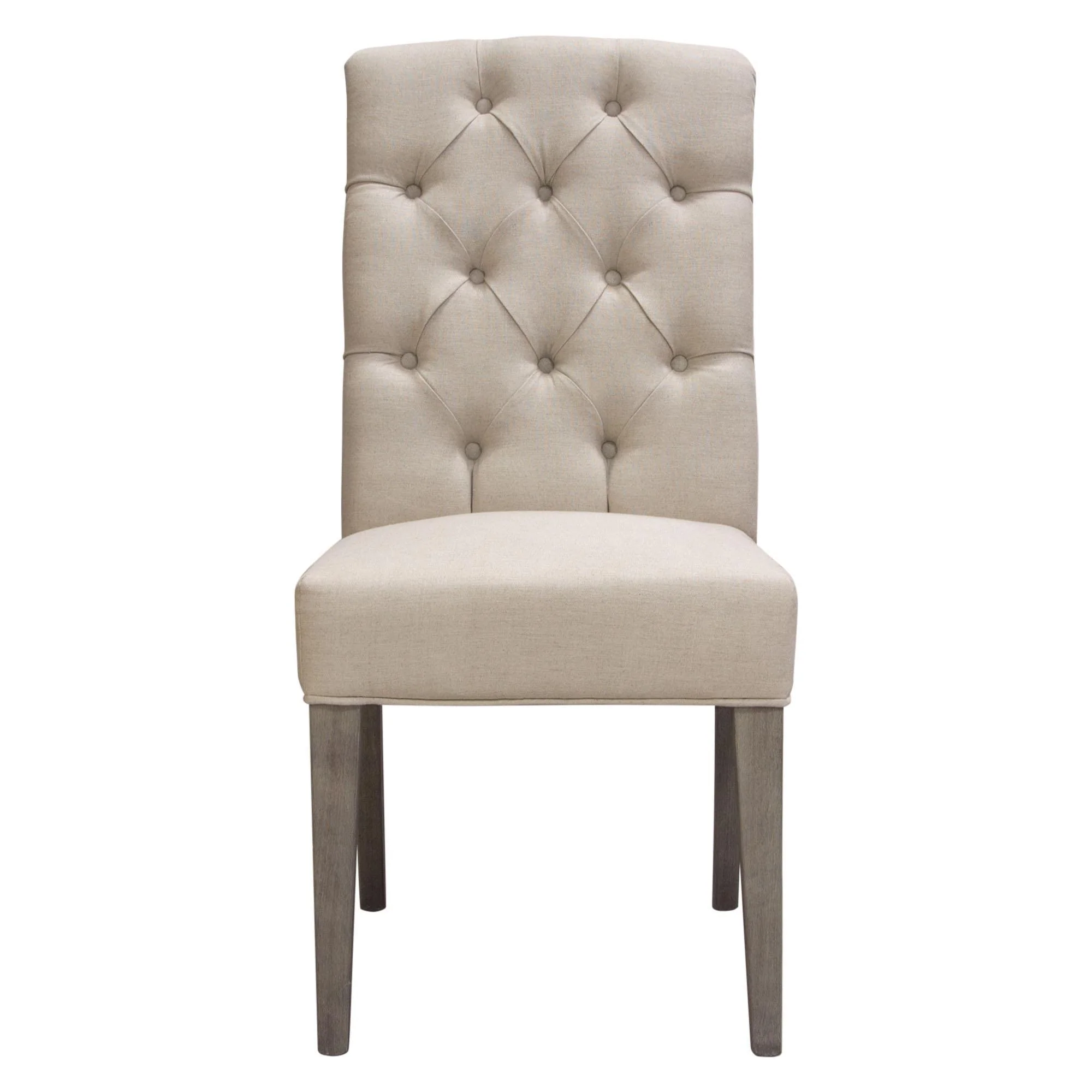 Set of Two Napa Tufted Dining Side Chairs in Sand Linen Fabric with Wood Legs in Grey Oak Finish by Diamond Sofa - Image 2