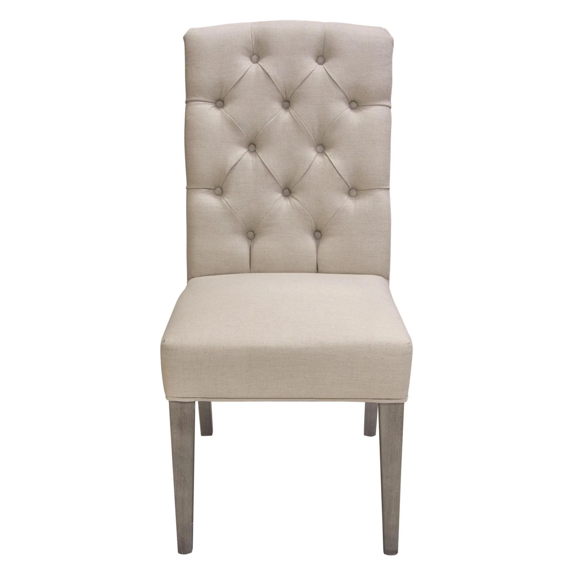 Set of Two Napa Tufted Dining Side Chairs in Sand Linen Fabric with Wood Legs in Grey Oak Finish by Diamond Sofa - Image 3