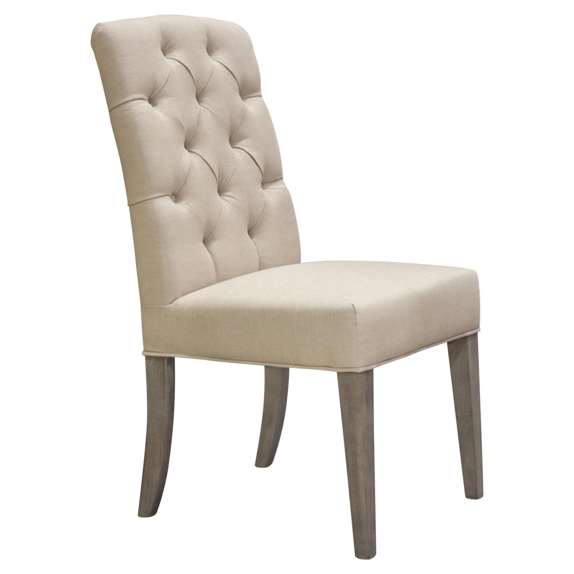 Set of Two Napa Tufted Dining Side Chairs in Sand Linen Fabric with Wood Legs in Grey Oak Finish by Diamond Sofa - Image 5